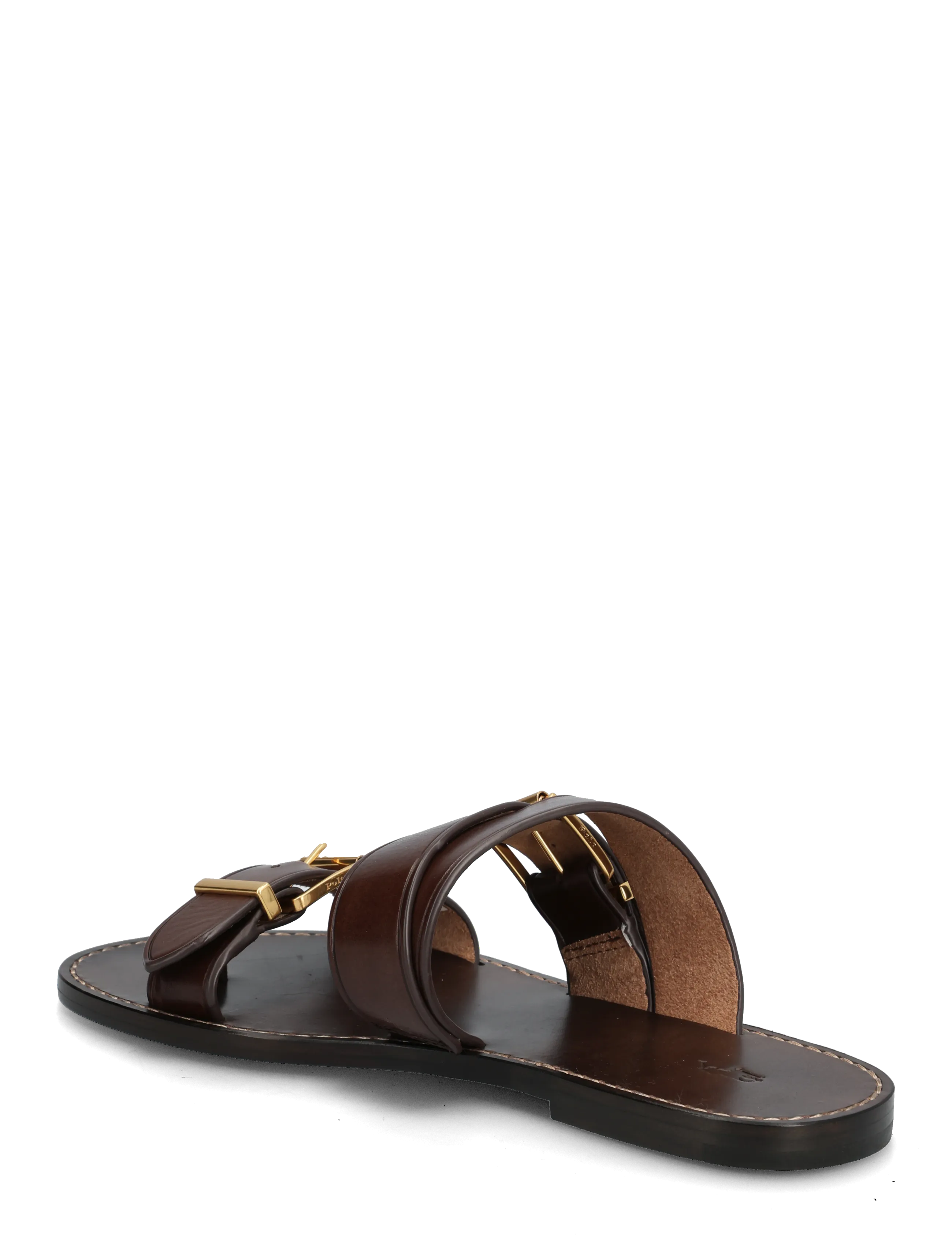 Polo Ralph Lauren - Buckle-Detail Leather Slide Sandal - sandales plates - mocha - 2