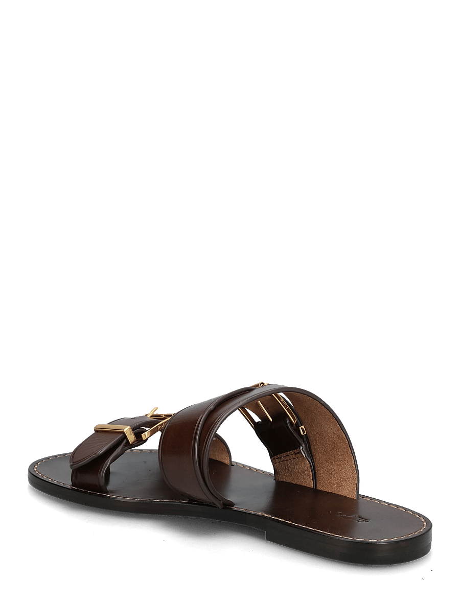 Polo Ralph Lauren - Buckle-Detail Leather Slide Sandal - madalad sandaalid - mocha - 2
