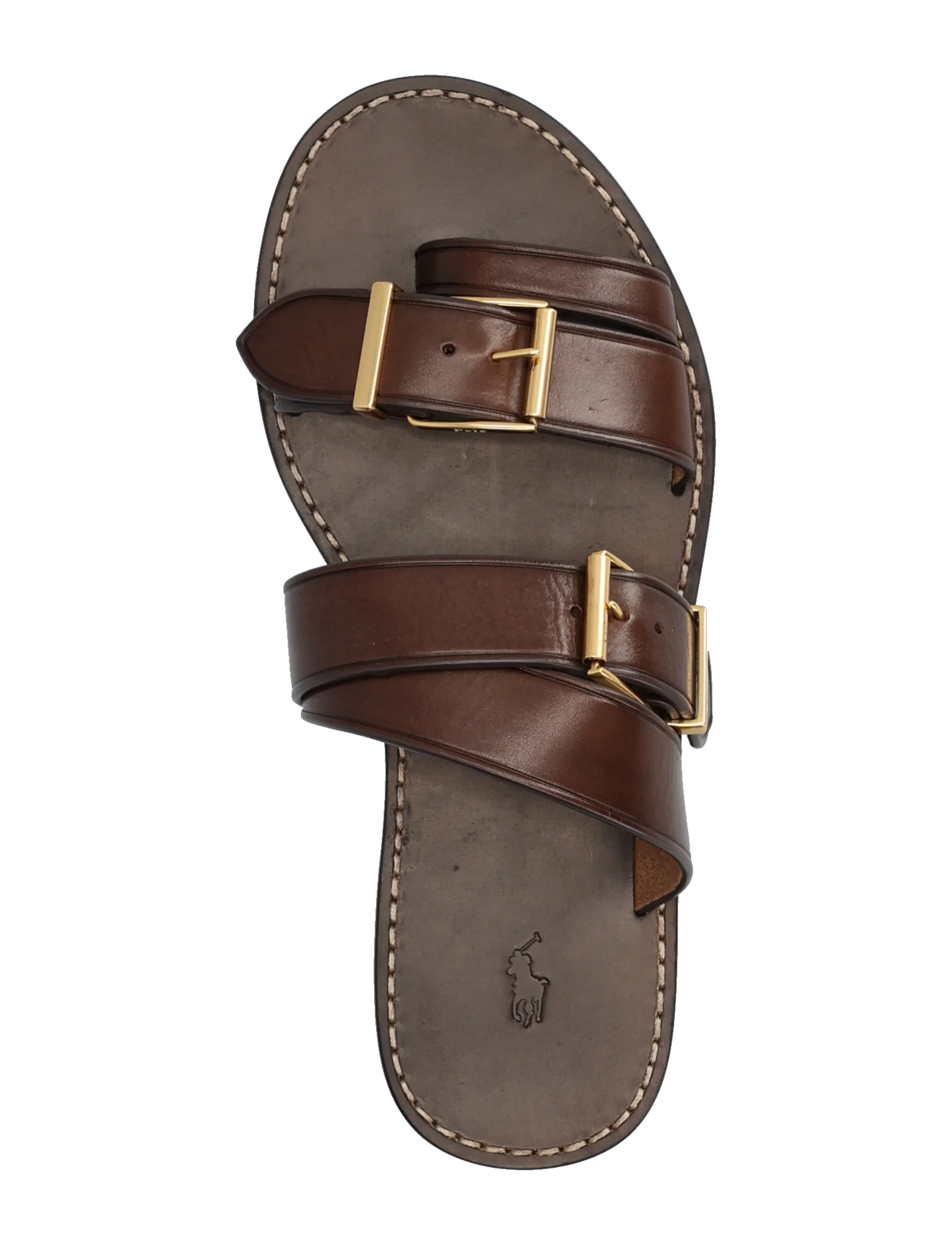 Polo Ralph Lauren - Buckle-Detail Leather Slide Sandal - sandales plates - mocha - 3