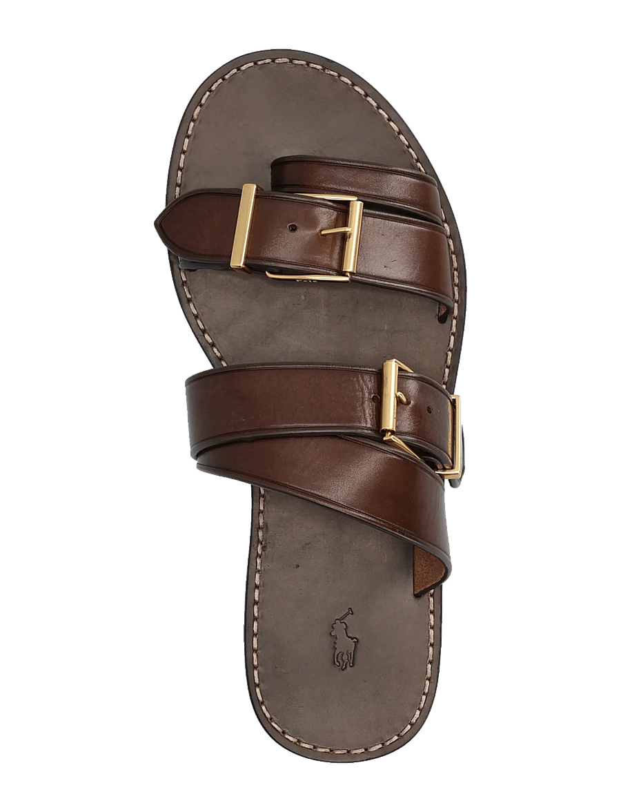 Polo Ralph Lauren - Buckle-Detail Leather Slide Sandal - madalad sandaalid - mocha - 3