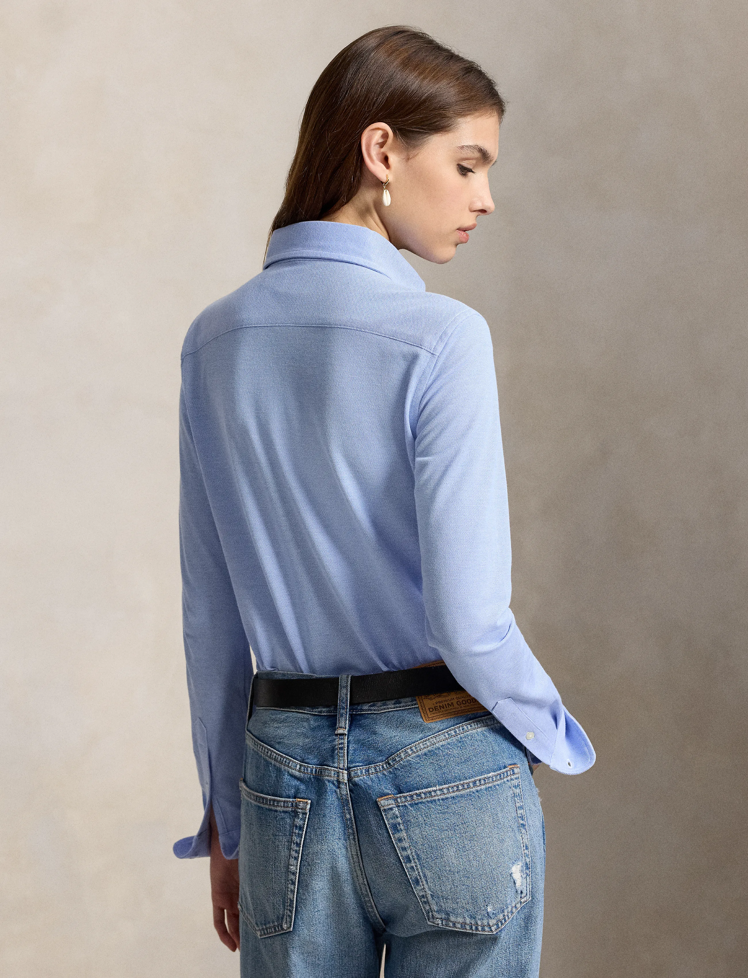Polo Ralph Lauren - Slim Fit Knit Cotton Oxford Shirt - teksasärgid - harbor island blue - 1