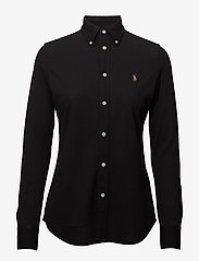 Slim Fit Knit Cotton Oxford Shirt - POLO BLACK