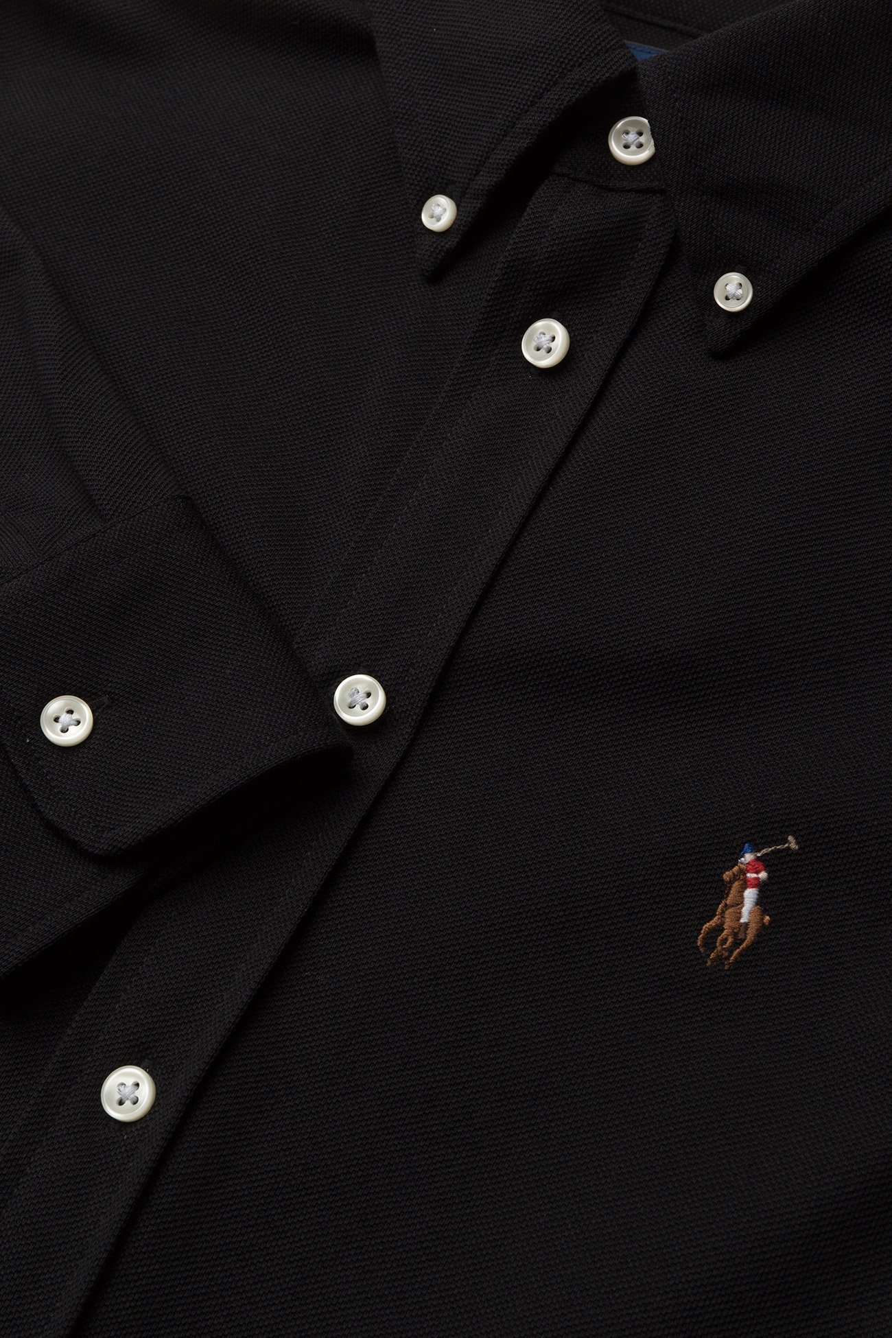 Polo Ralph Lauren - Slim Fit Knit Cotton Oxford Shirt - denimskjorter - polo black - 3