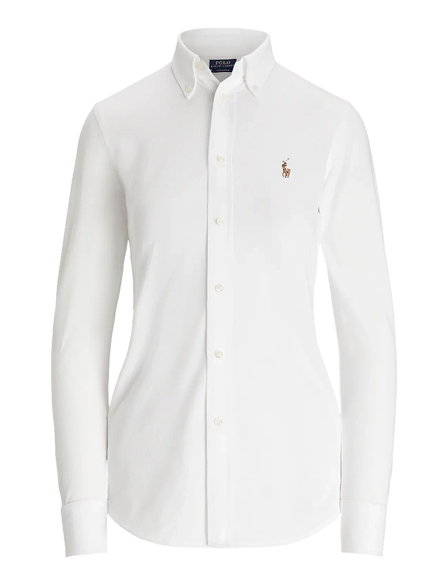 Polo Ralph Lauren - Slim Fit Knit Cotton Oxford Shirt - denimskjorter - white - 1