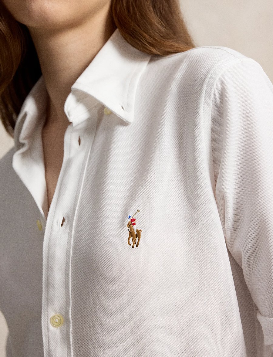 Polo Ralph Lauren - Slim Fit Knit Cotton Oxford Shirt - denimskjorter - white - 4