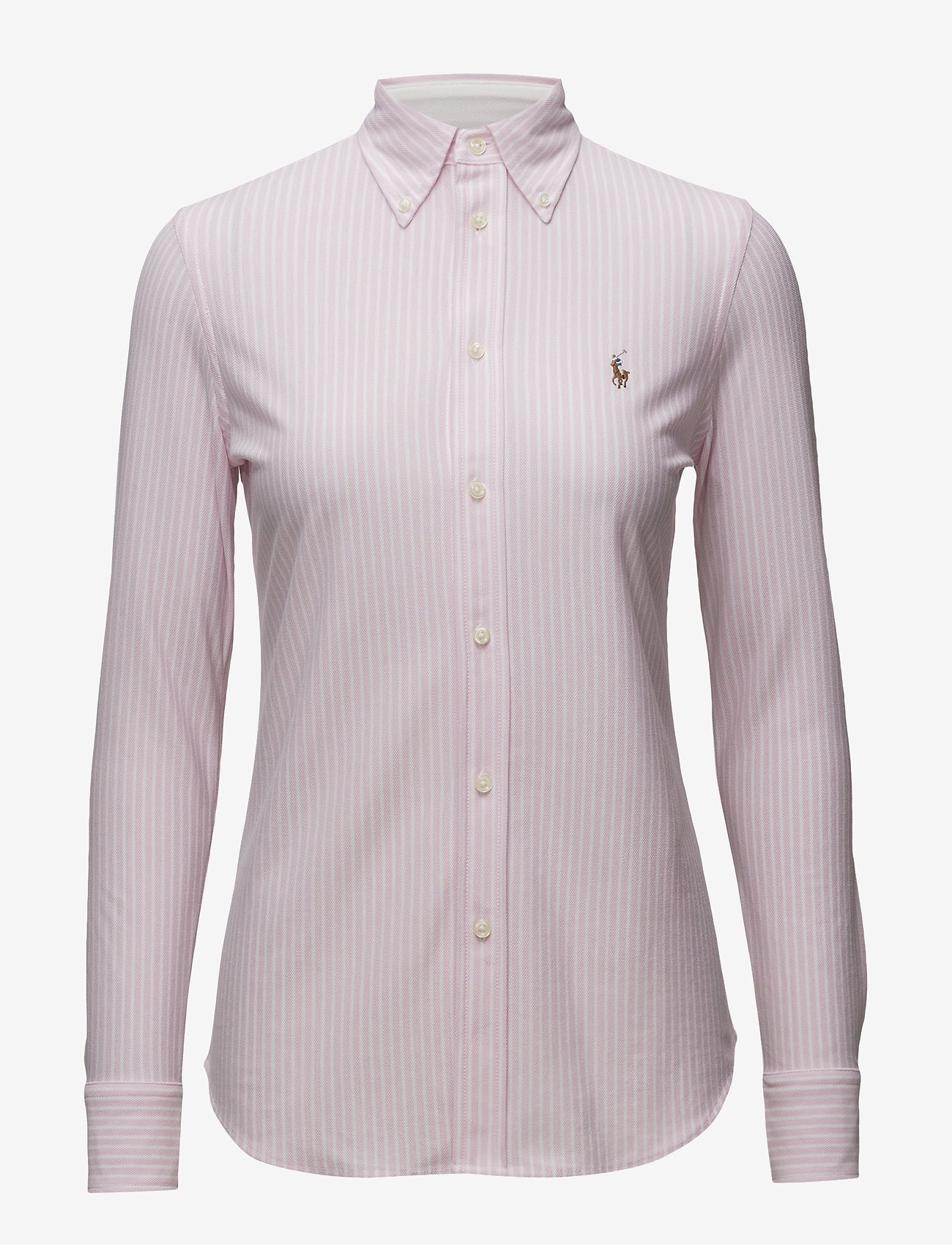 Polo Ralph Lauren - Striped Knit Oxford Shirt - pitkähihaiset kauluspaidat - carmel pink/white - 1