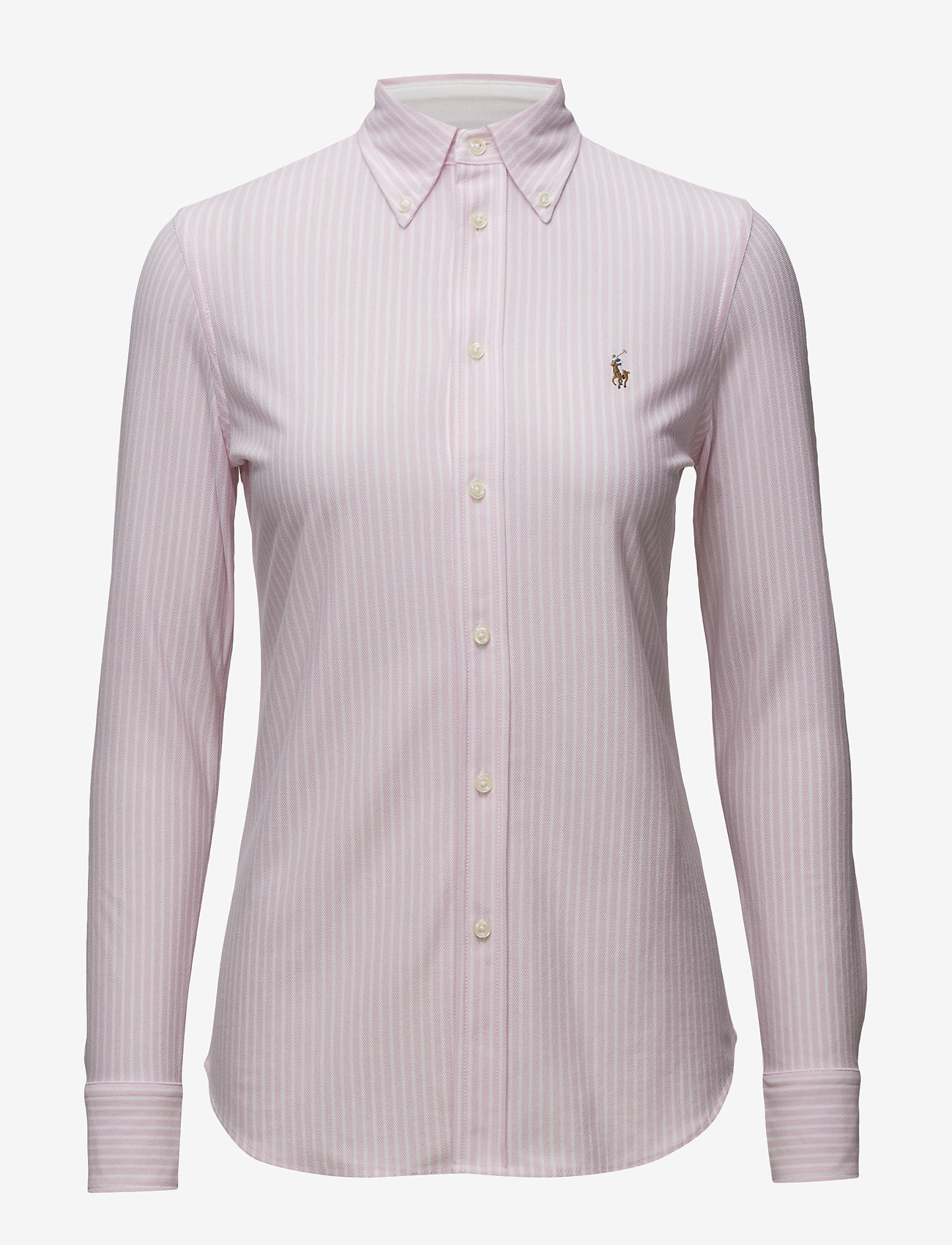 Polo Ralph Lauren Striped Knit Oxford Shirt - Polo Ralph Lauren - CARMEL PINK/WHITE / pink/rose