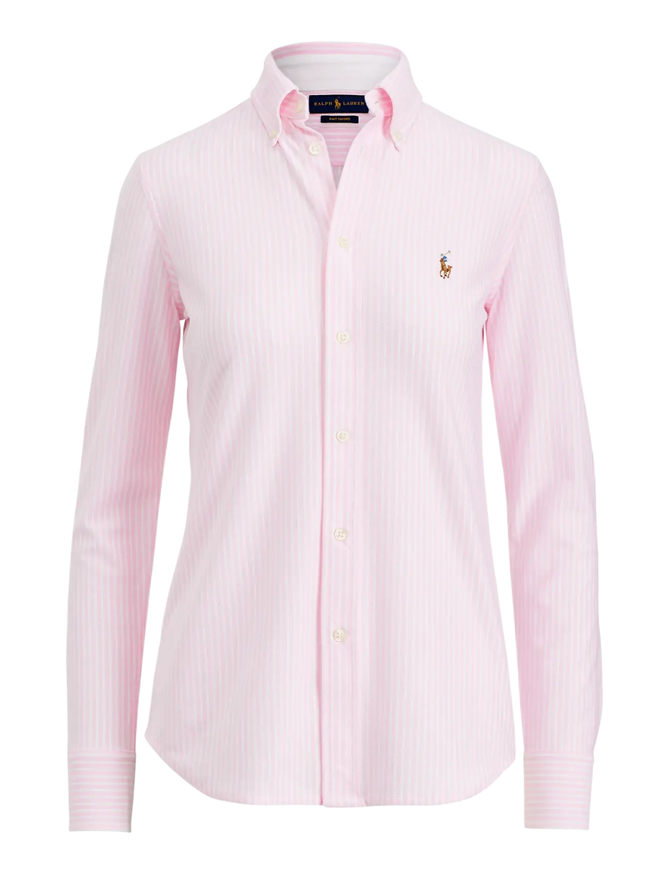 Polo Ralph Lauren Striped Knit Oxford Shirt - Kleidung - CARMEL PINK/WHITE / pink/rose