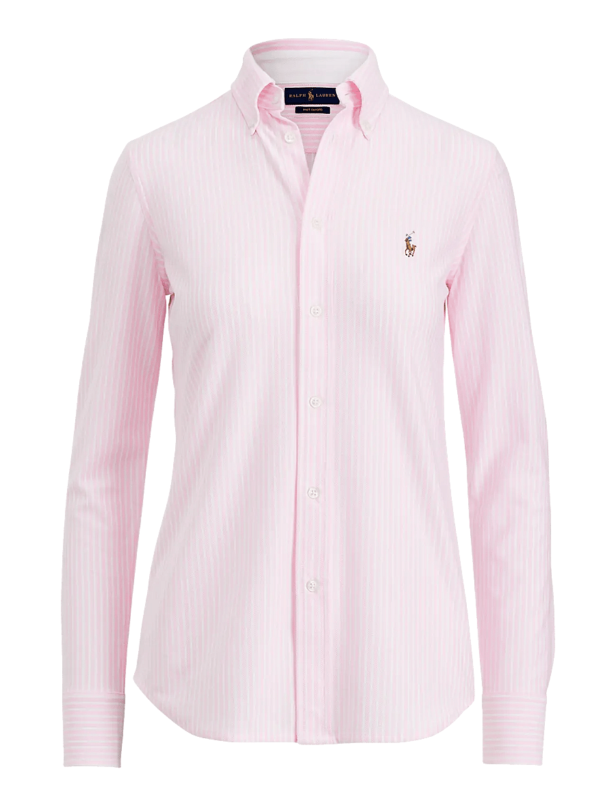 Polo Ralph Lauren - Striped Knit Oxford Shirt - jeanshemden - carmel pink/white - 1