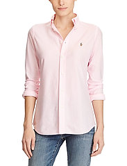 Polo Ralph Lauren - Striped Knit Oxford Shirt - pitkähihaiset kauluspaidat - carmel pink/white - 0