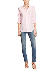 Polo Ralph Lauren - Striped Knit Oxford Shirt - pitkähihaiset kauluspaidat - carmel pink/white - 4