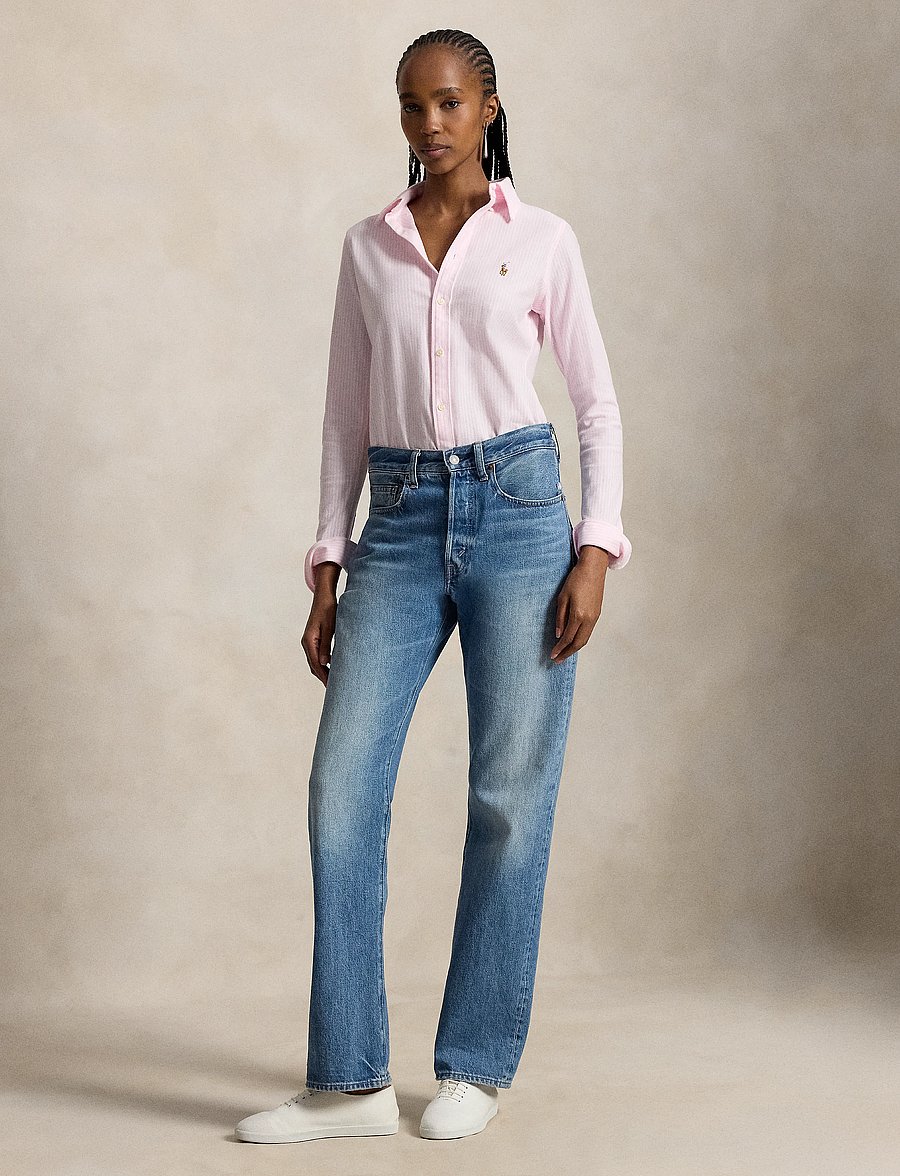 Polo Ralph Lauren - Striped Knit Oxford Shirt - jeanshemden - carmel pink/white - 5