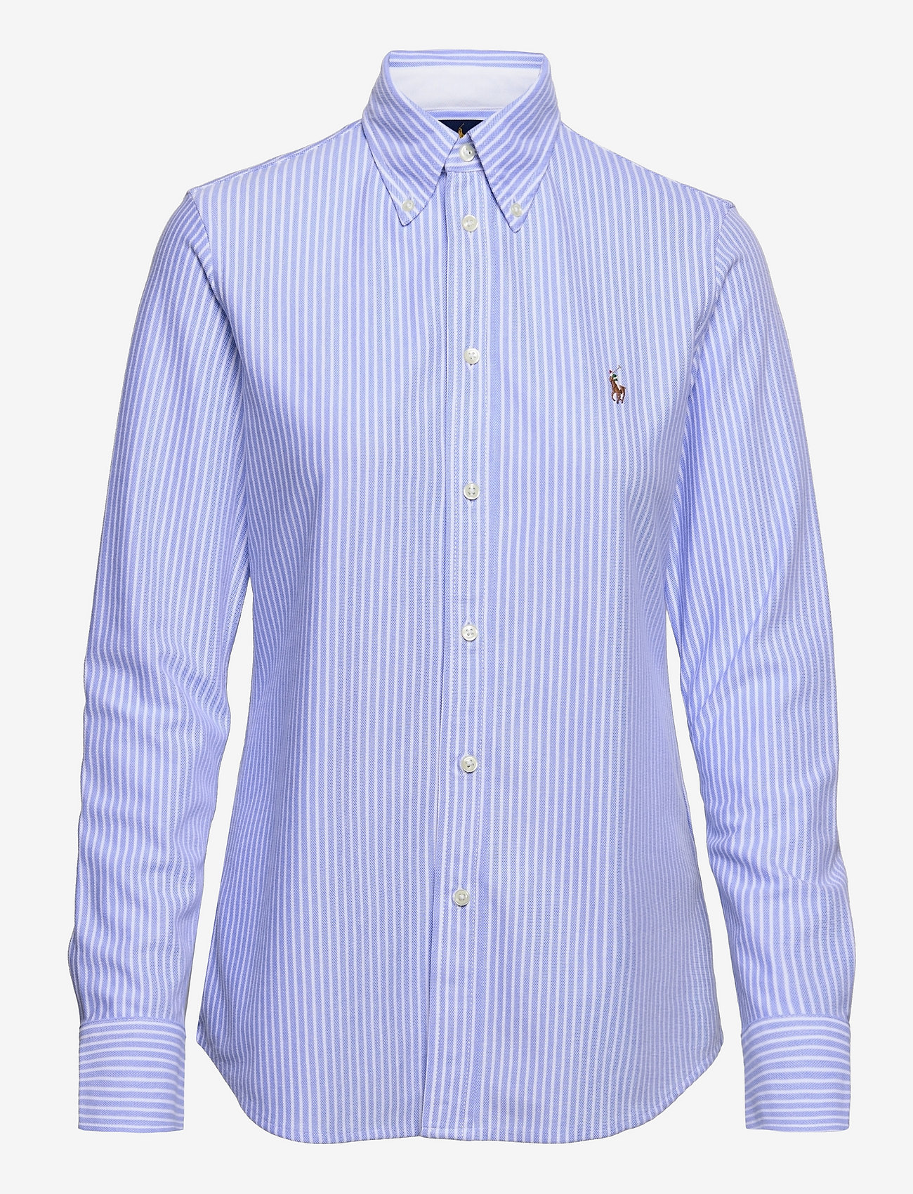 Polo Ralph Lauren - Striped Knit Oxford Shirt - krekli ar garām piedurknēm - harbor island blue - 1