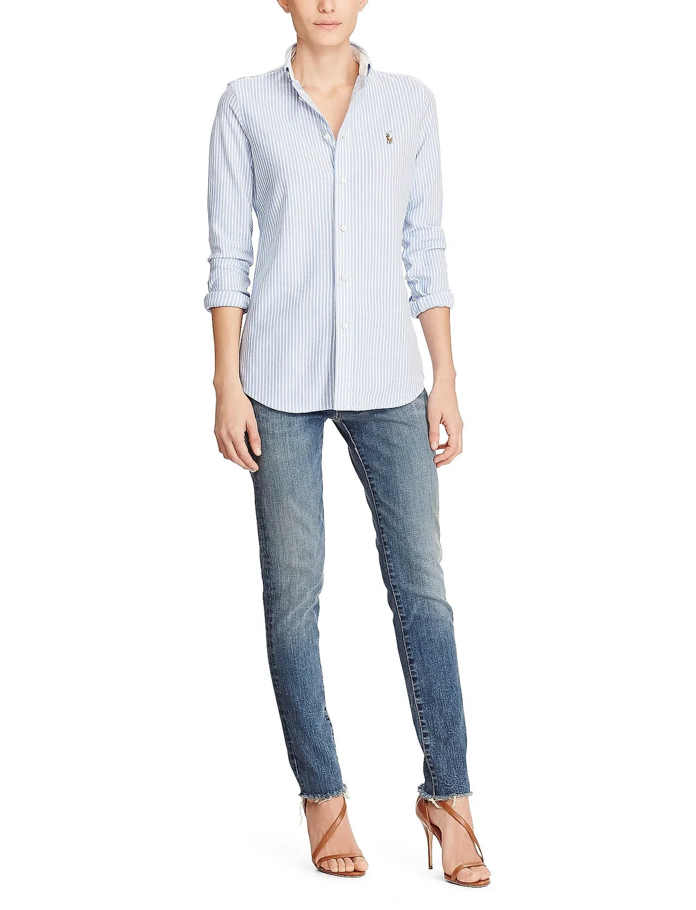 Polo Ralph Lauren - LS STR HEIDI-LONG SLEEVE-KNIT - denim shirts - harbor island blue - 4