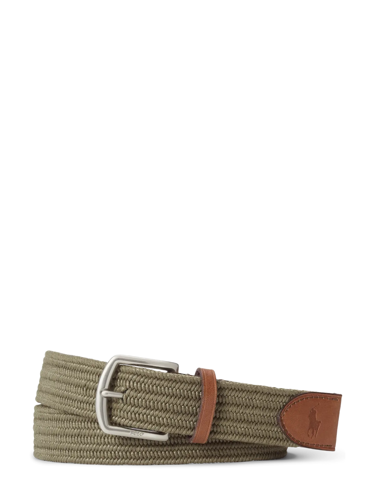 Polo Ralph Lauren Leather-Trim Braided Belt - Neue Mode - CANOPY OLIVE / khaki/green