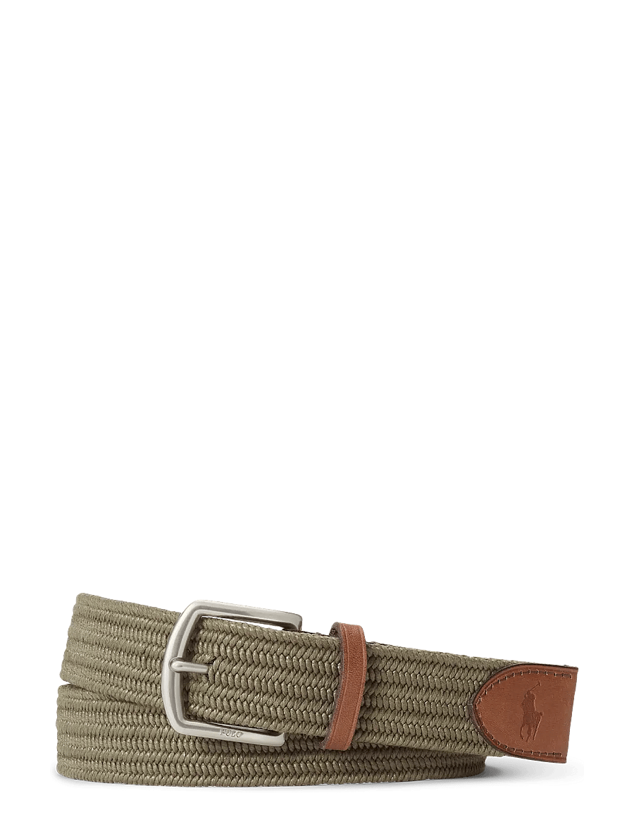 Polo Ralph Lauren - Leather-Trim Braided Belt - geflochtene gürtel - canopy olive - 0