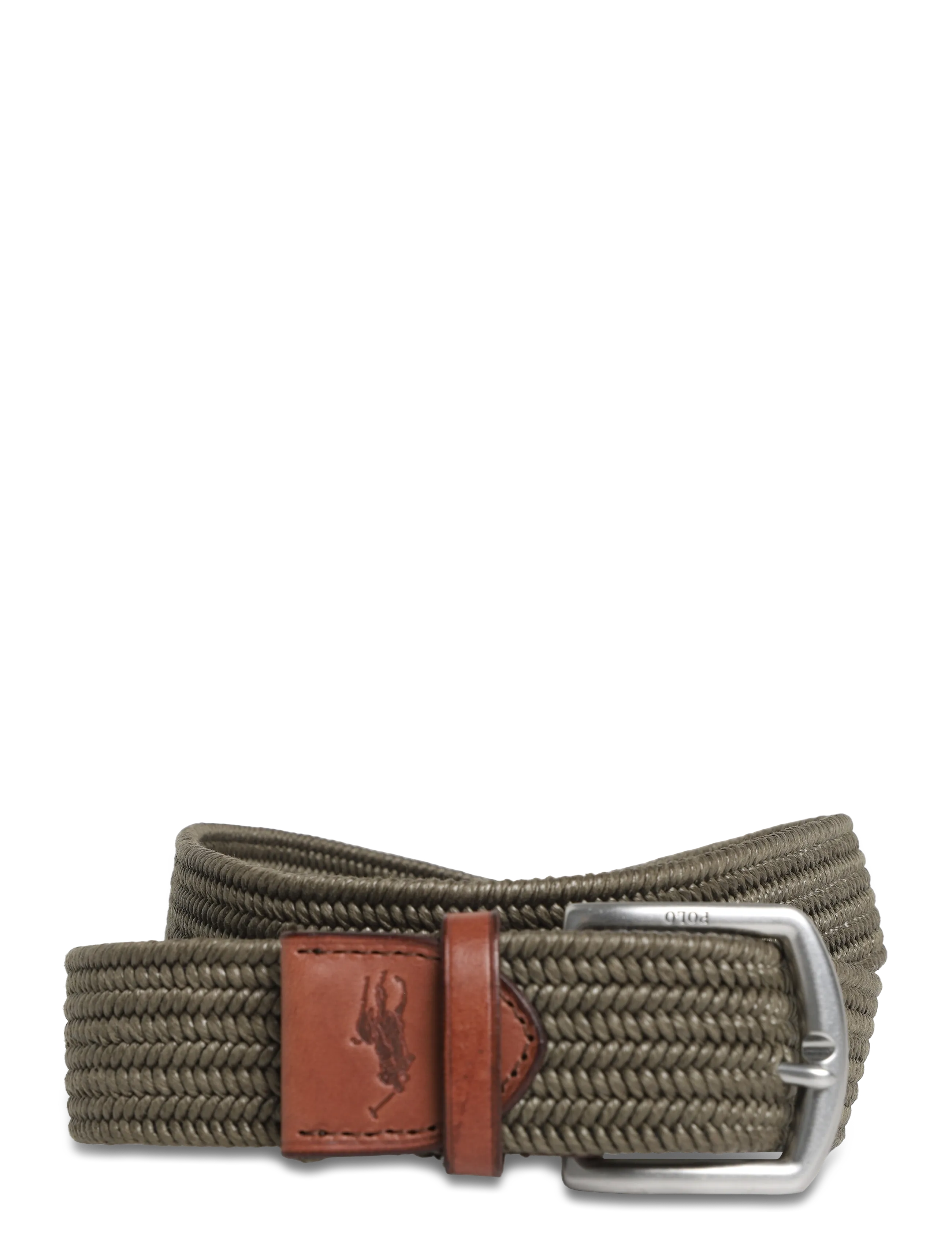 Polo Ralph Lauren Leather-Trim Braided Belt - Vööd - CANOPY OLIVE / khaki/green