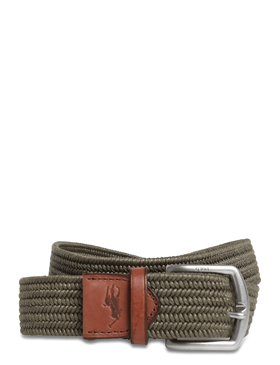 Polo Ralph Lauren - Leather-Trim Braided Belt - punutud vööd - canopy olive - 0