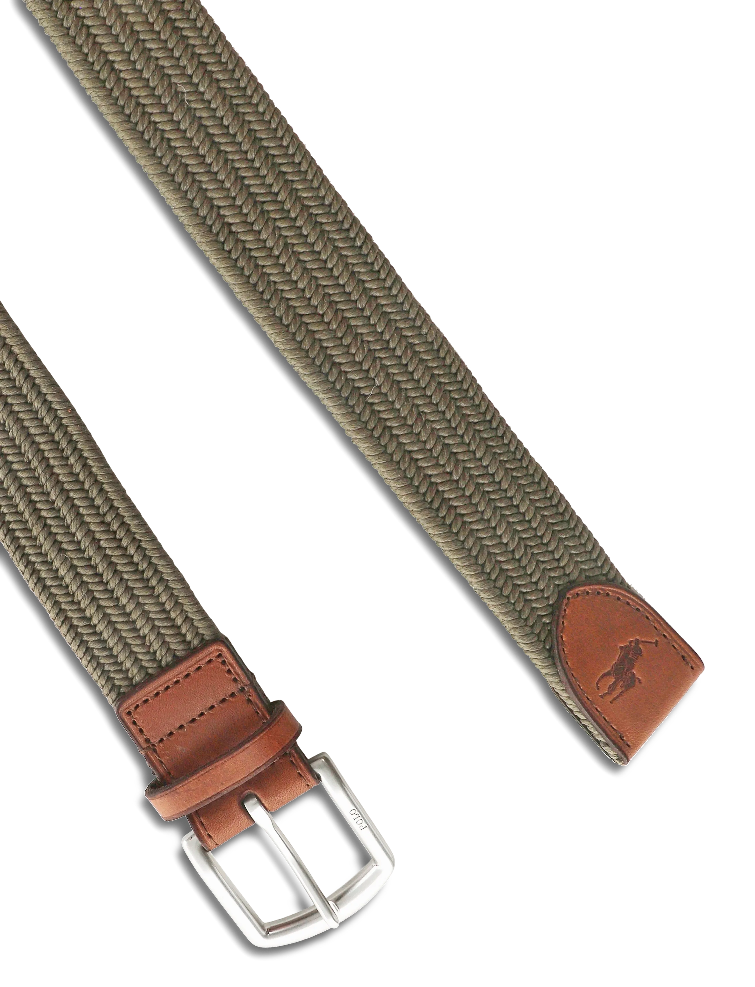 Polo Ralph Lauren - Leather-Trim Braided Belt - punutud vööd - canopy olive - 1