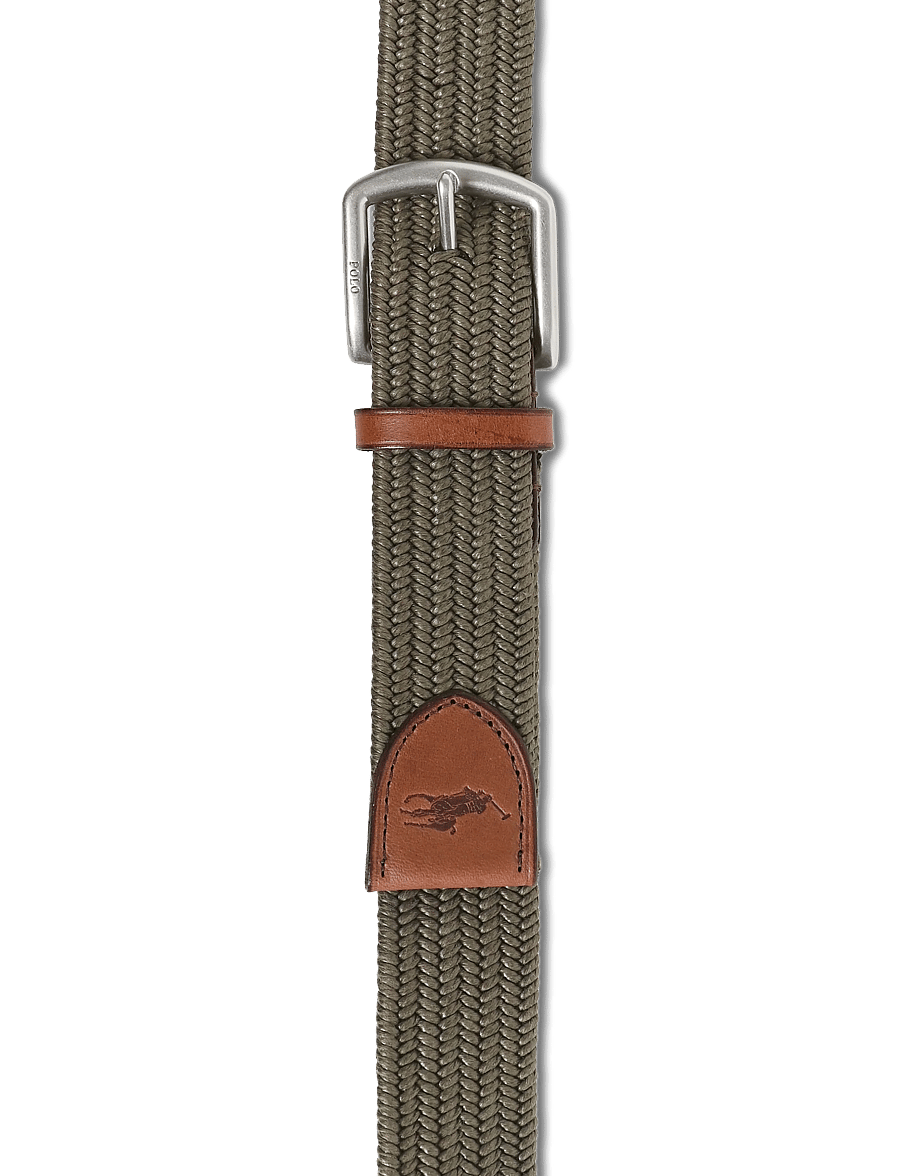 Polo Ralph Lauren - Leather-Trim Braided Belt - punutud vööd - canopy olive - 2