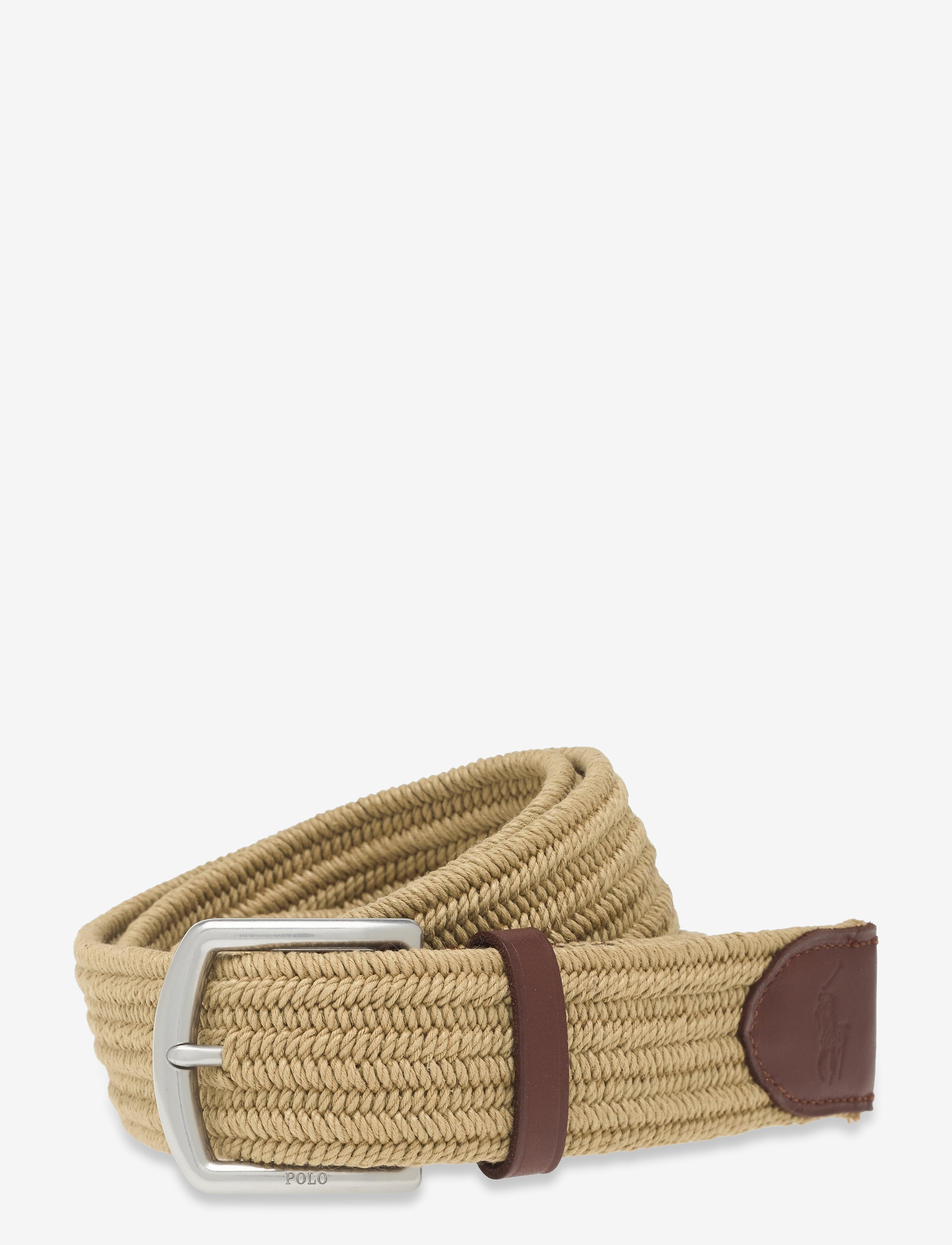 Polo Ralph Lauren Leather-Trim Braided Belt - Vööd - TIMBER BROWN / beige