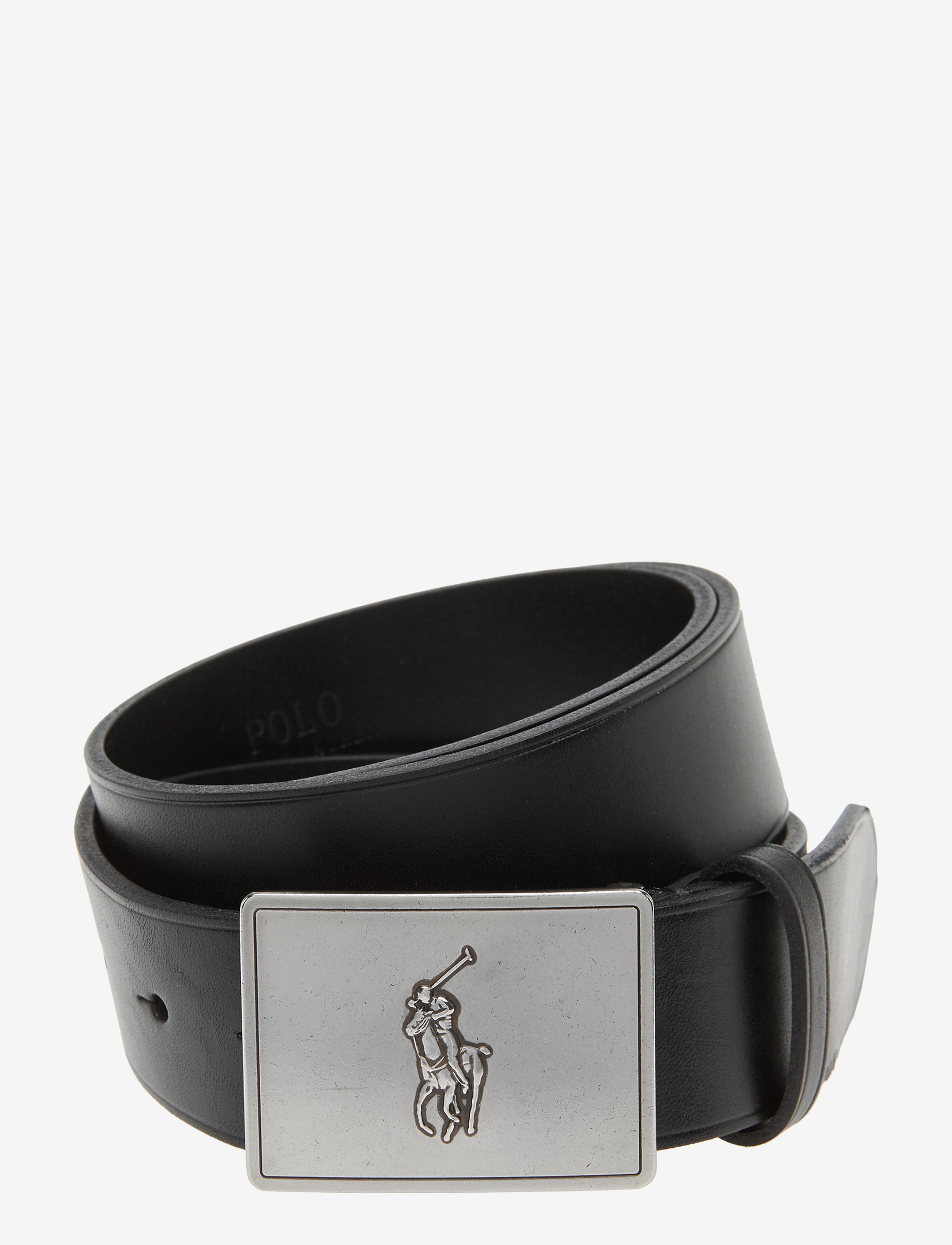 Polo Ralph Lauren Pony Plaque Leather Belt - Bälten - BLACK / black