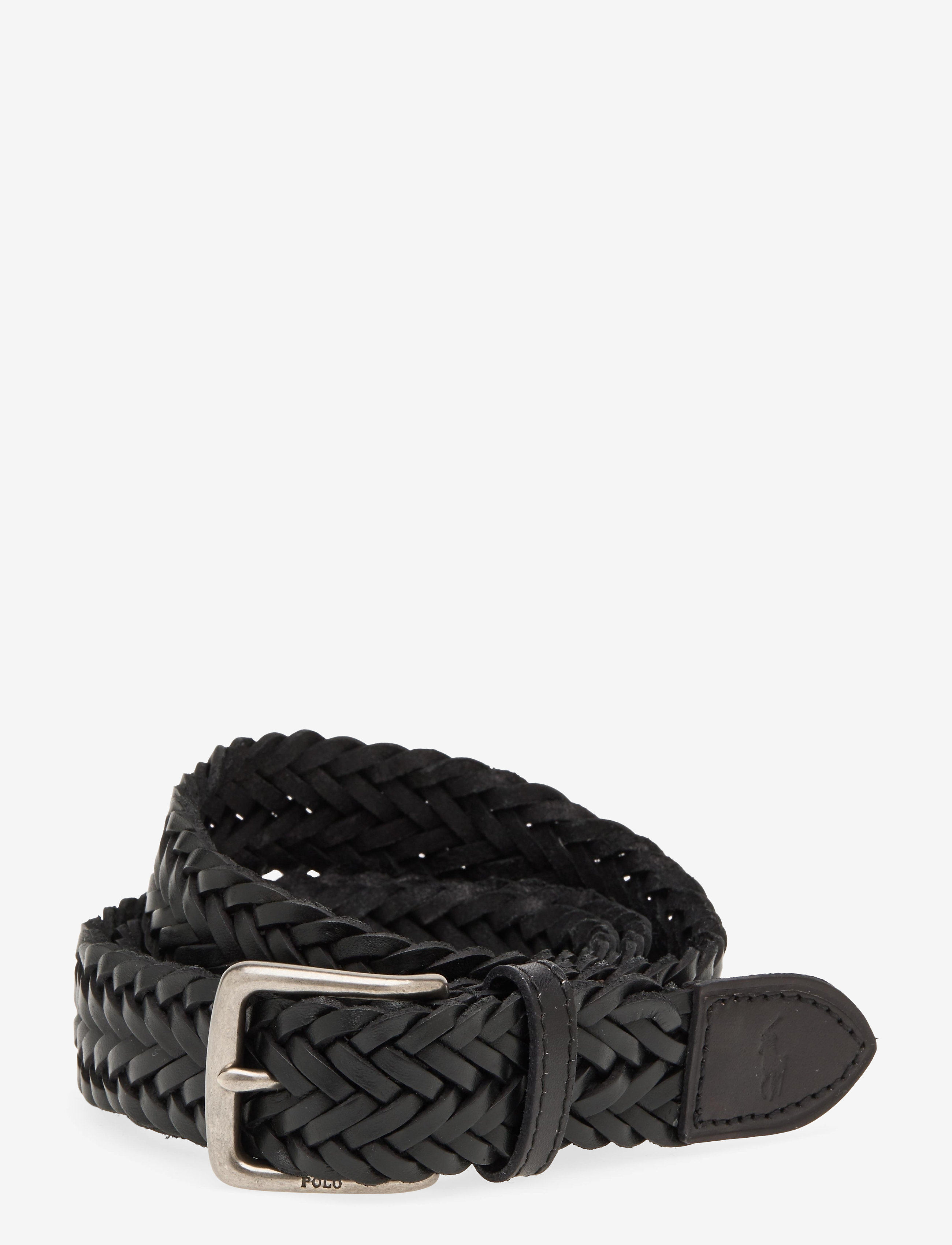 Polo Ralph Lauren Veg Leather-Brd Blt-Csl-Sml, M, Belts, Schwarz - Braided Belt, Männerswear