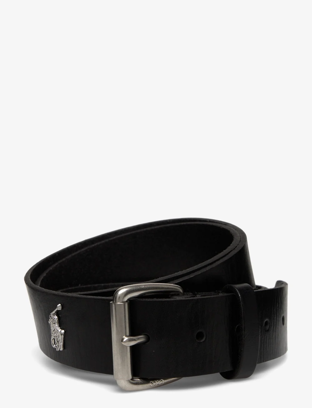 Polo Ralph Lauren - Tumbled Leather Belt - klassiske bælter - black - 0