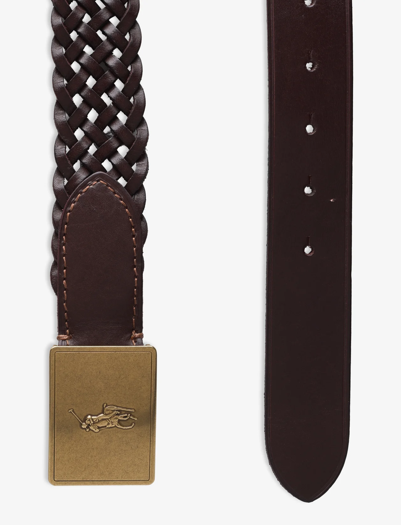 Polo Ralph Lauren - Pony Plaque Braided Leather Belt - ceintures tressées - brown - 1