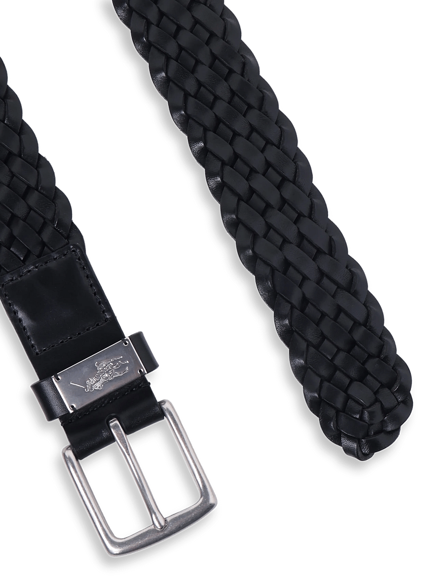 Polo Ralph Lauren - LEATHER-BRAIDED BELT-BLT-MED - flätade skärp - black - 1