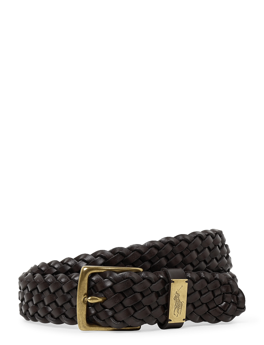 Polo Ralph Lauren - LEATHER-BRAIDED BELT-BLT-MED - geflochtene gürtel - dark brown - 0