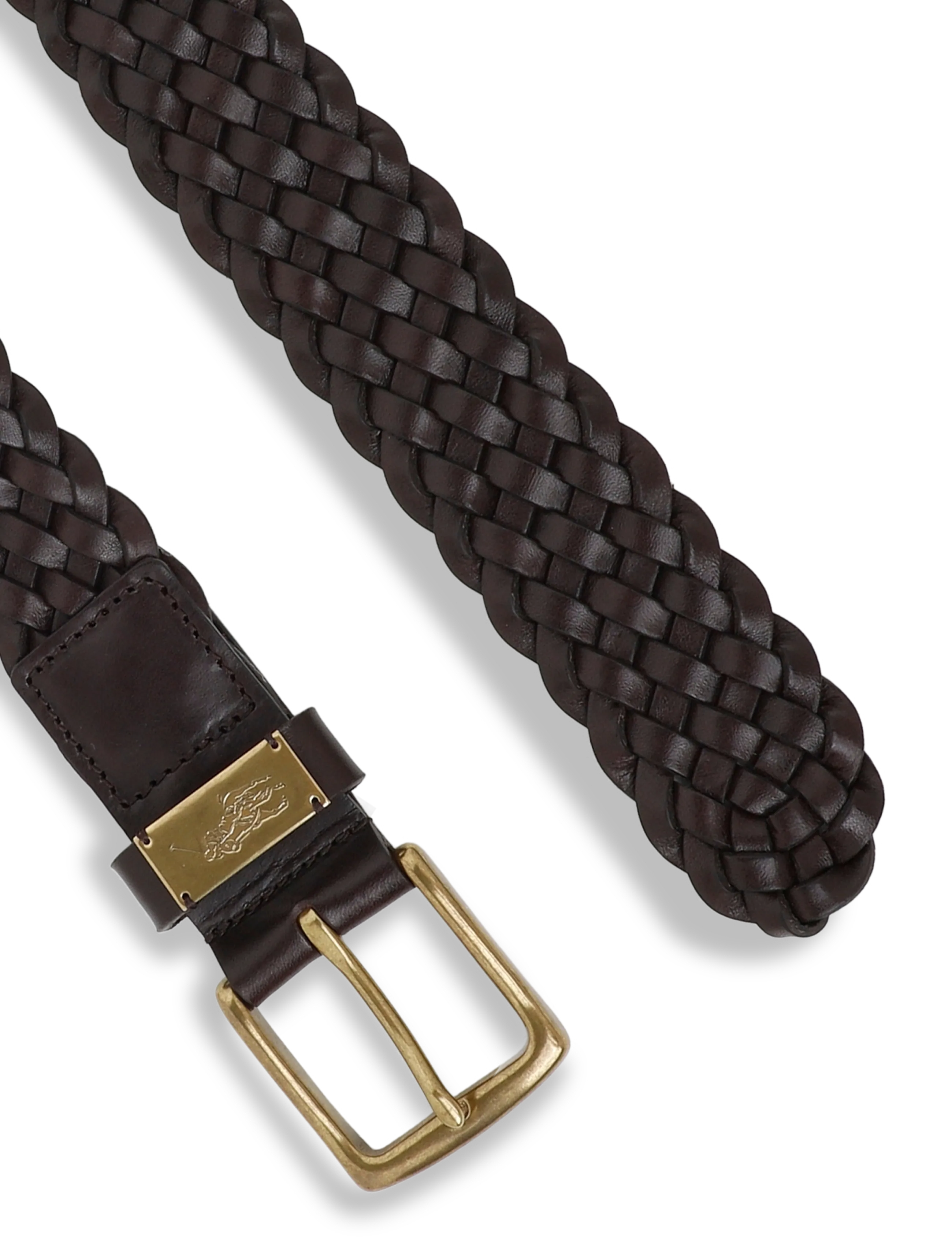 Polo Ralph Lauren - LEATHER-BRAIDED BELT-BLT-MED - geflochtene gürtel - dark brown - 1