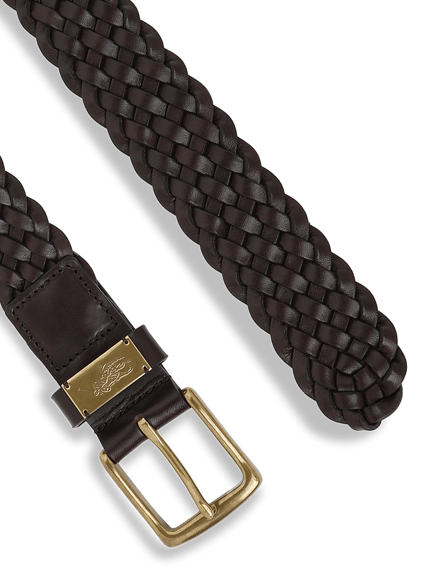 Polo Ralph Lauren - LEATHER-BRAIDED BELT-BLT-MED - geflochtene gürtel - dark brown - 1