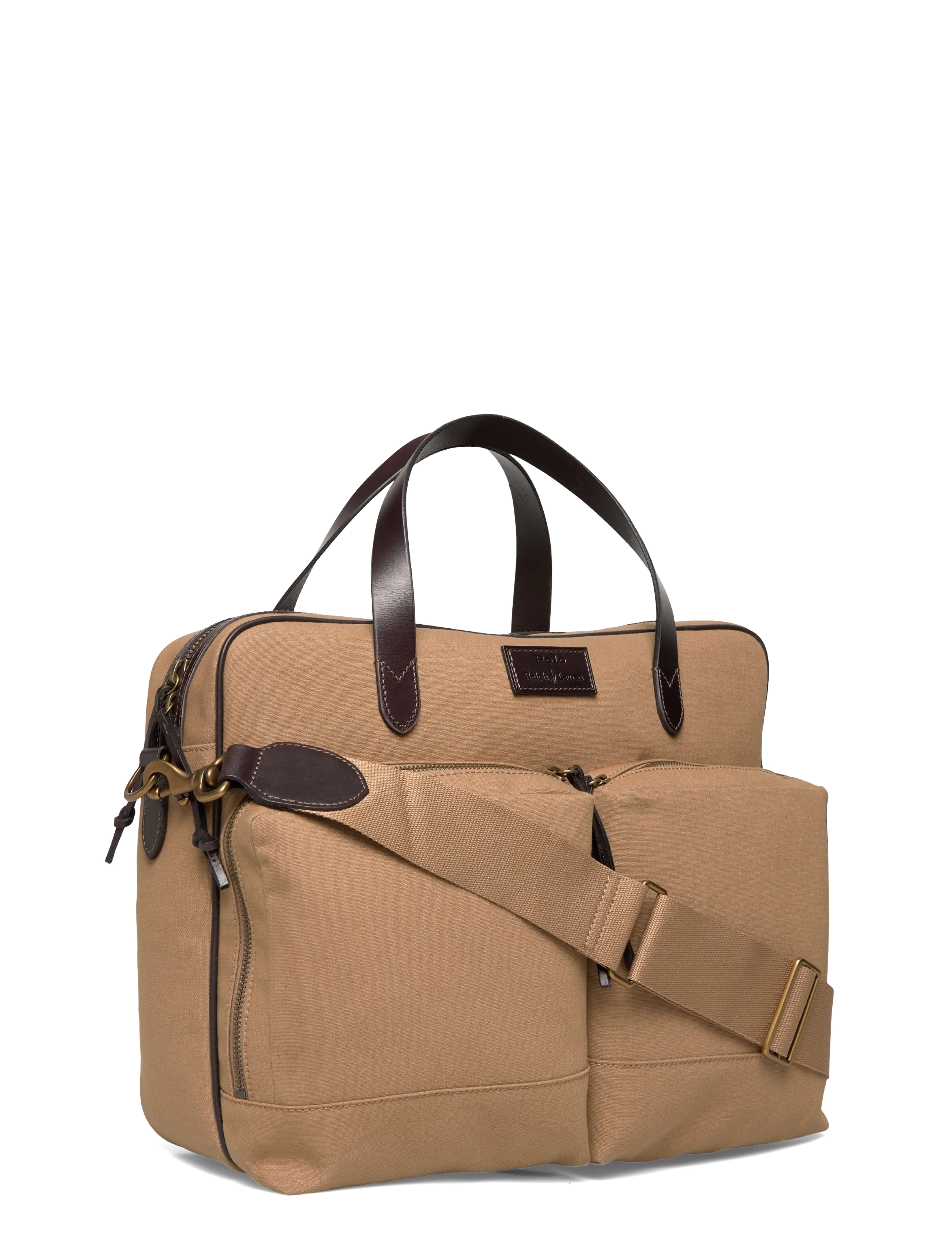 Polo Ralph Lauren - Leather-Trim Canvas Commuter Bag - osta olukorra järgi - montana khaki/bro - 2