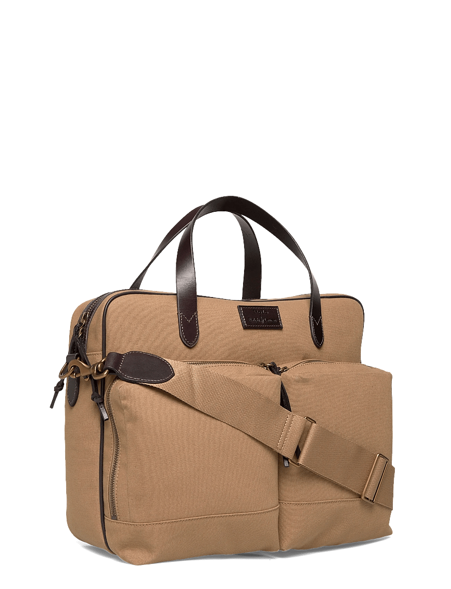 Polo Ralph Lauren - Leather-Trim Canvas Commuter Bag - osta olukorra järgi - montana khaki/bro - 2