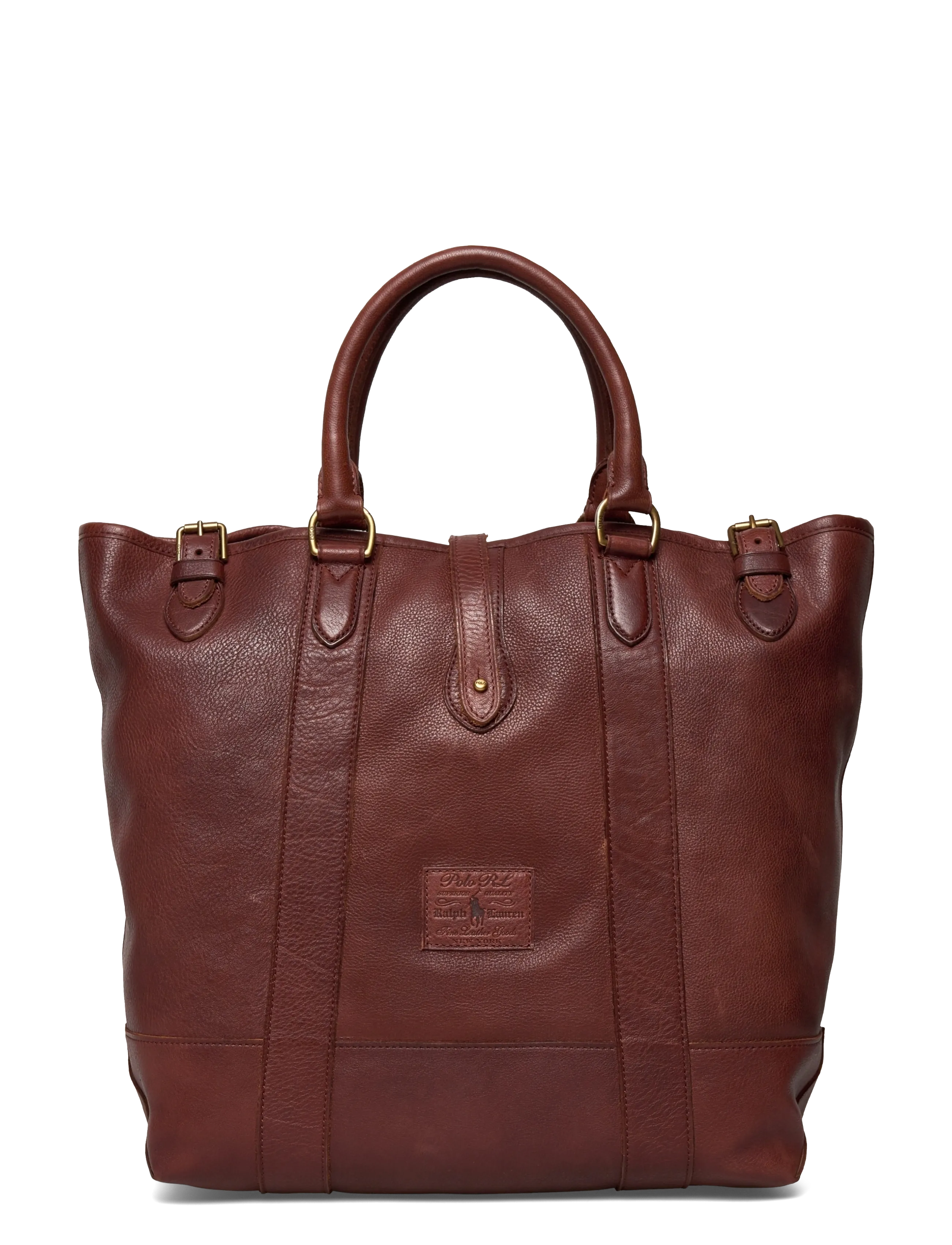 Polo Ralph Lauren Heritage Leather Tote - Akcija - BRITISH TAN / burgundy