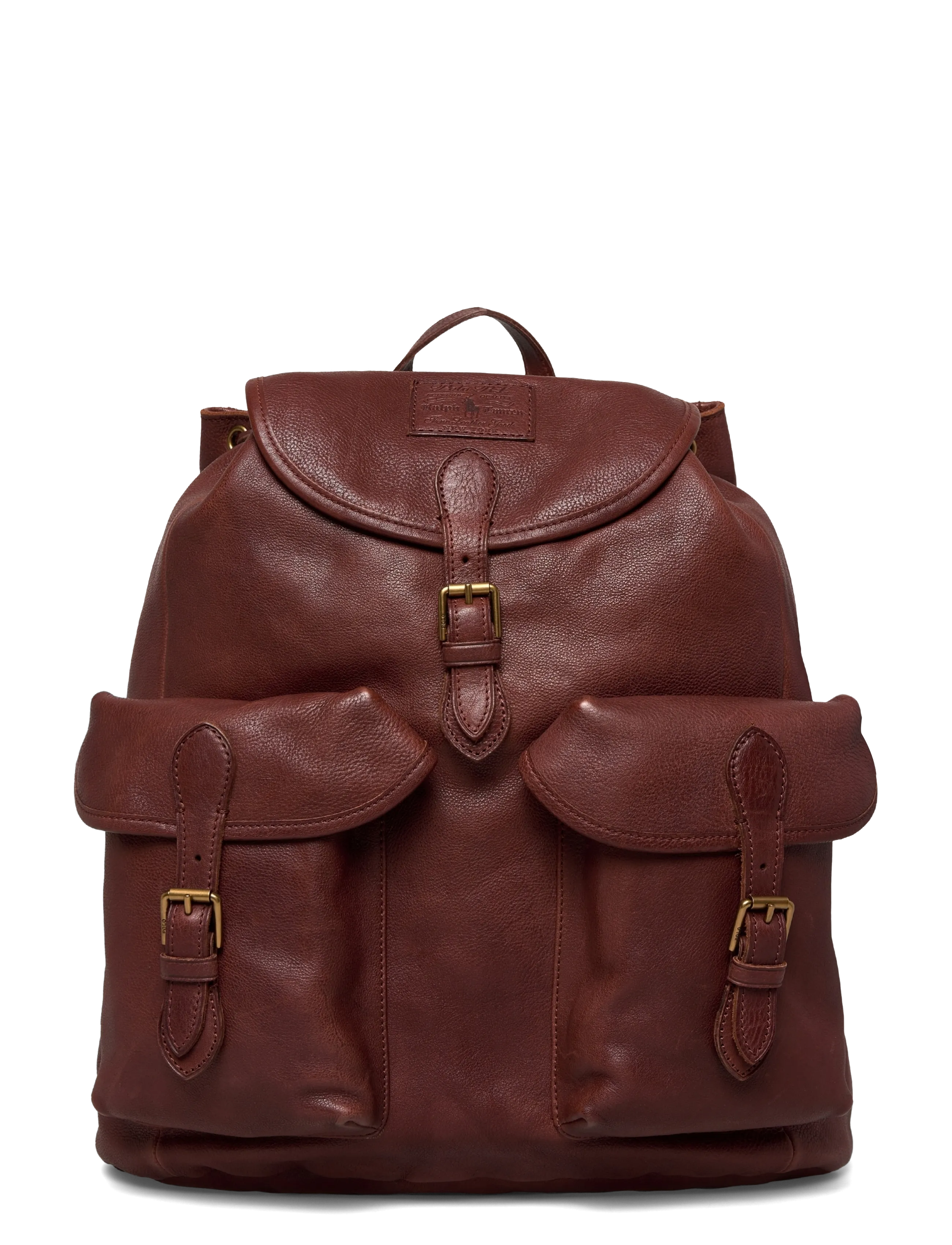 Polo Ralph Lauren Heritage Leather Backpack - Uus - BRITISH TAN / burgundy