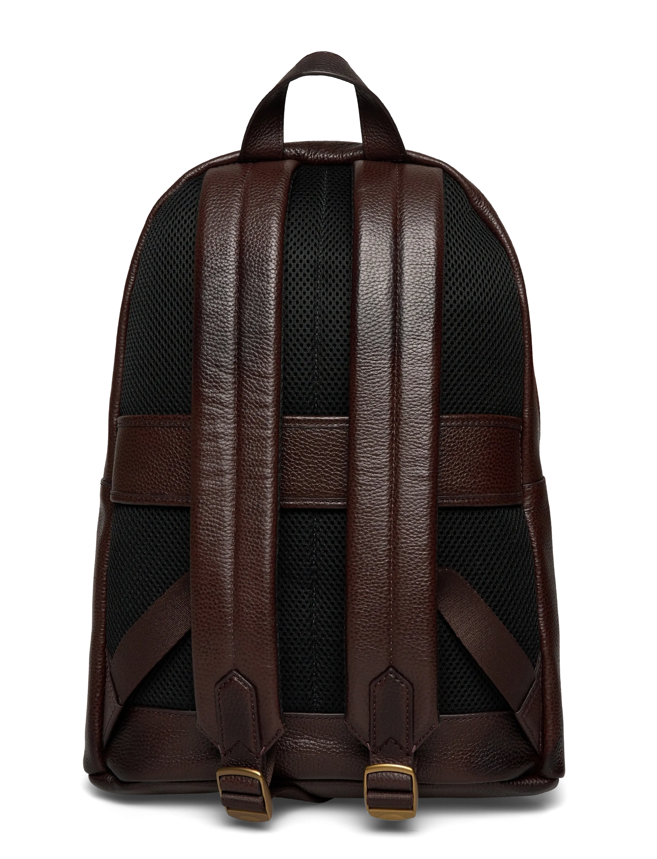 Polo Ralph Lauren - Pebbled Leather Backpack - affärsryggsäckar - dark brown - 1