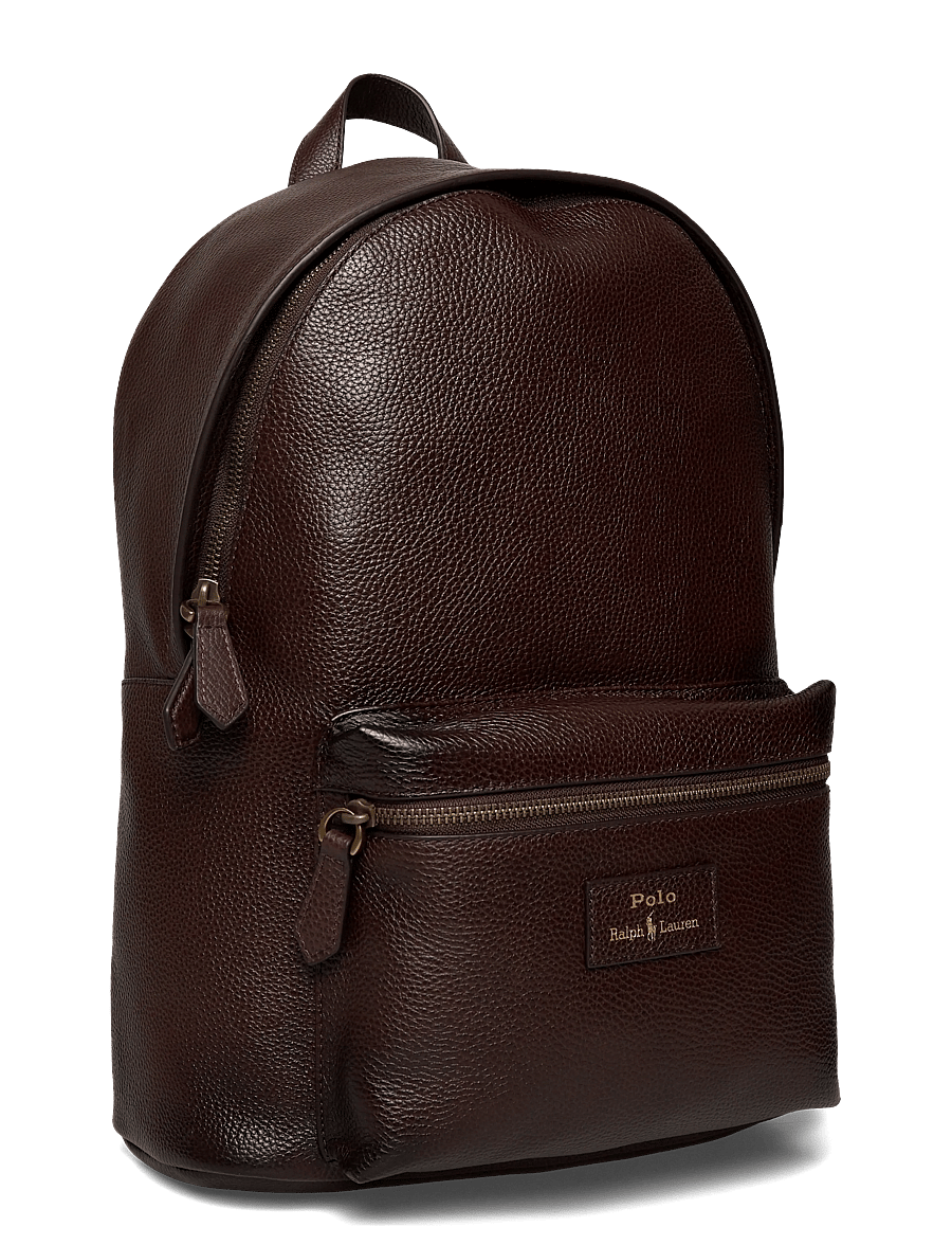Polo Ralph Lauren - Pebbled Leather Backpack - affärsryggsäckar - dark brown - 2
