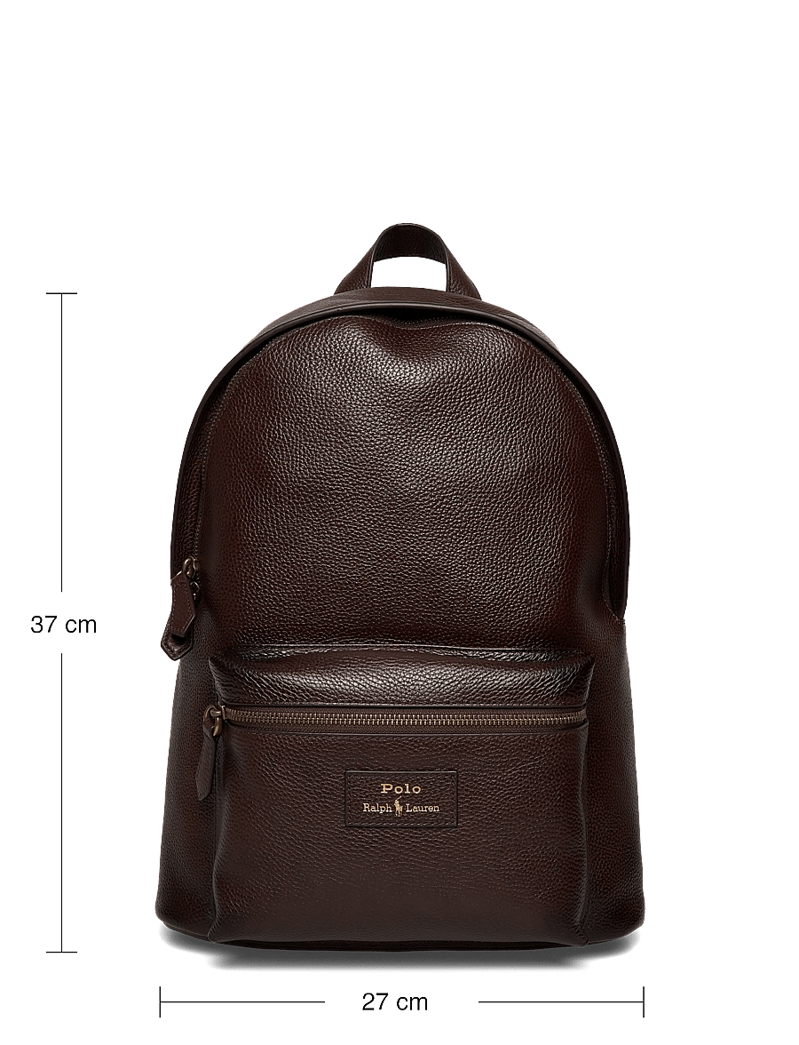 Polo Ralph Lauren - Pebbled Leather Backpack - affärsryggsäckar - dark brown - 3