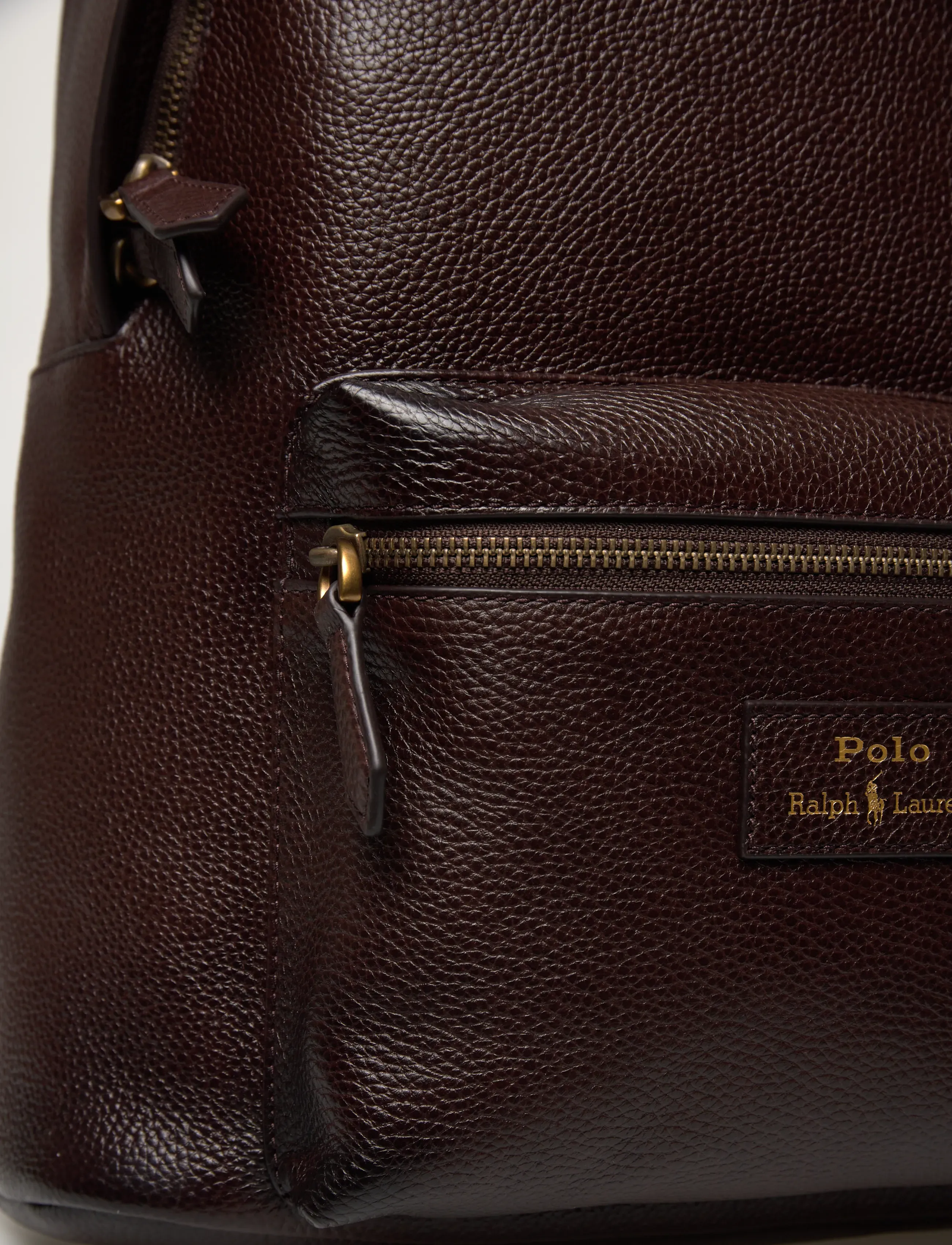 Polo Ralph Lauren - Pebbled Leather Backpack - affärsryggsäckar - dark brown - 4