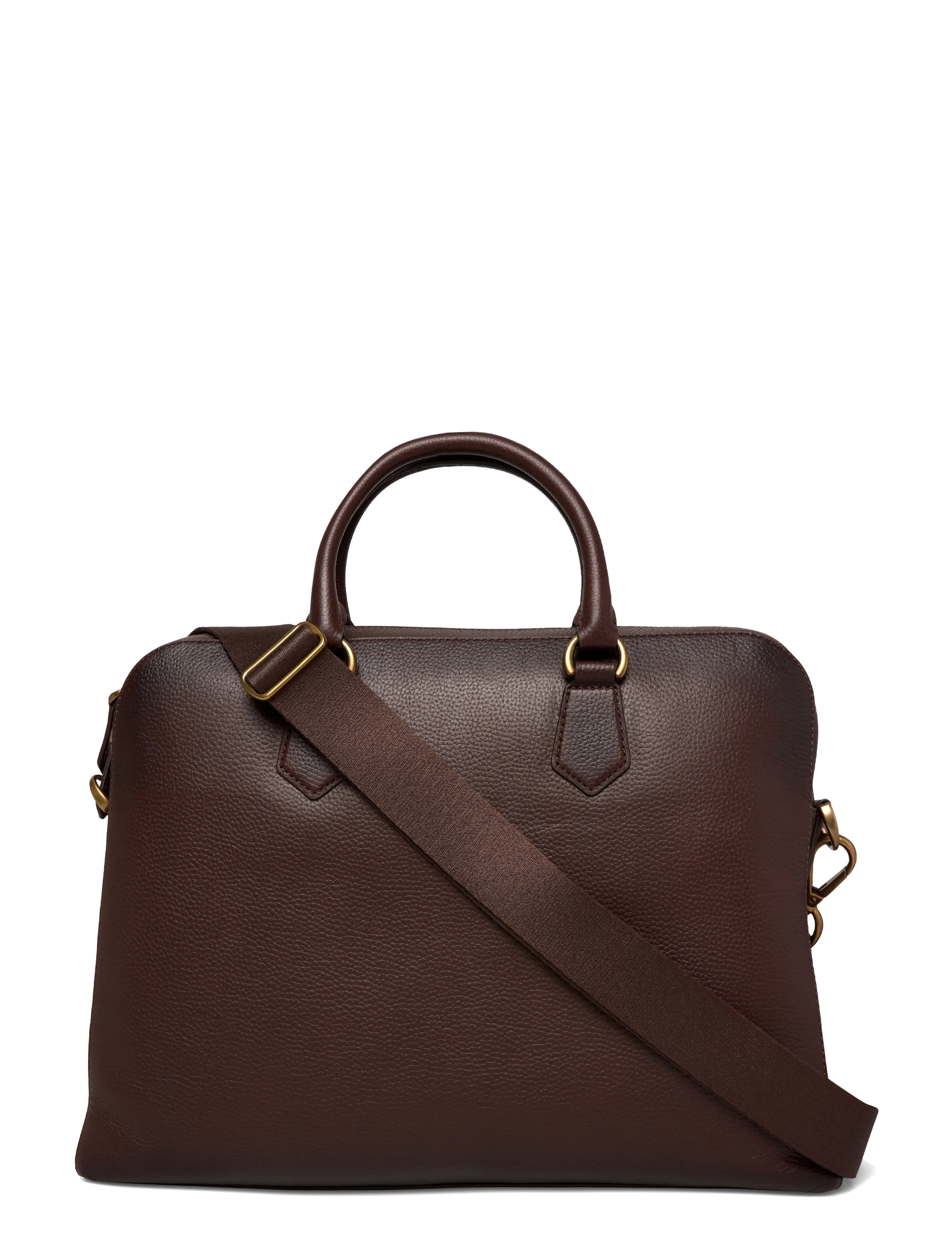 Polo Ralph Lauren Pebbled Leather Commuter Bag - Kotid ja seljakotid - DARK BROWN / brown