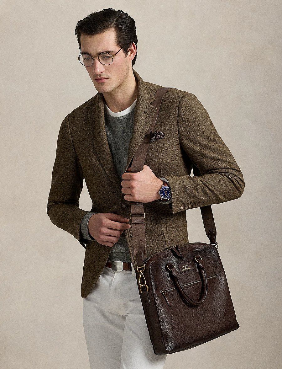 Polo Ralph Lauren - Pebbled Leather Commuter Bag - nach anlass kaufen - dark brown - 0