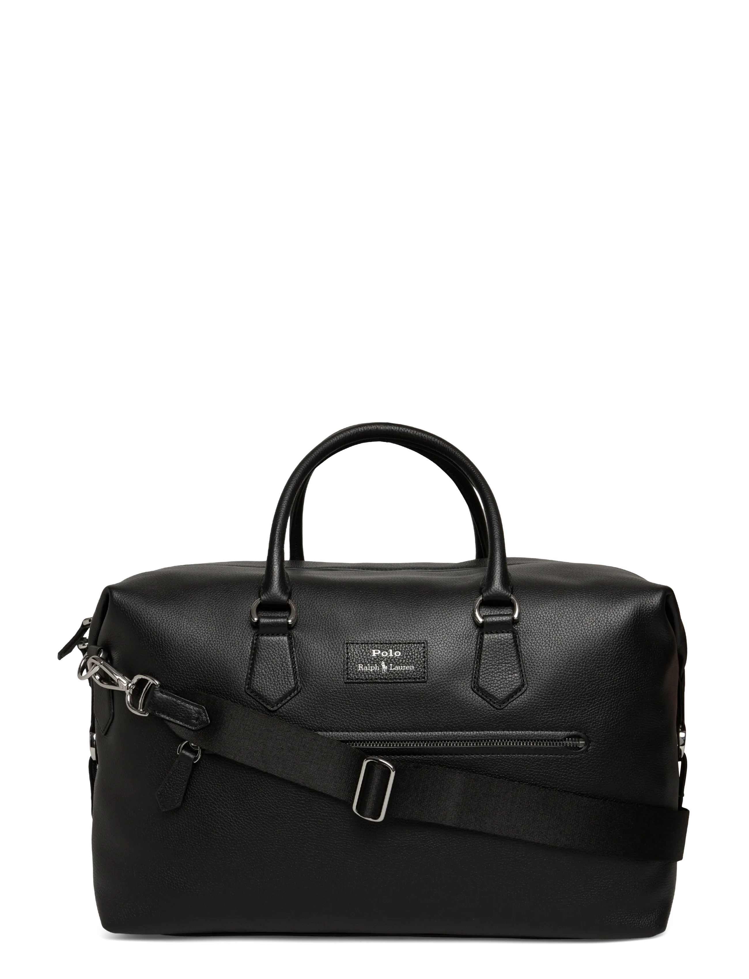 Polo Ralph Lauren Pebbled Leather Duffel - Tassen - BLACK / black