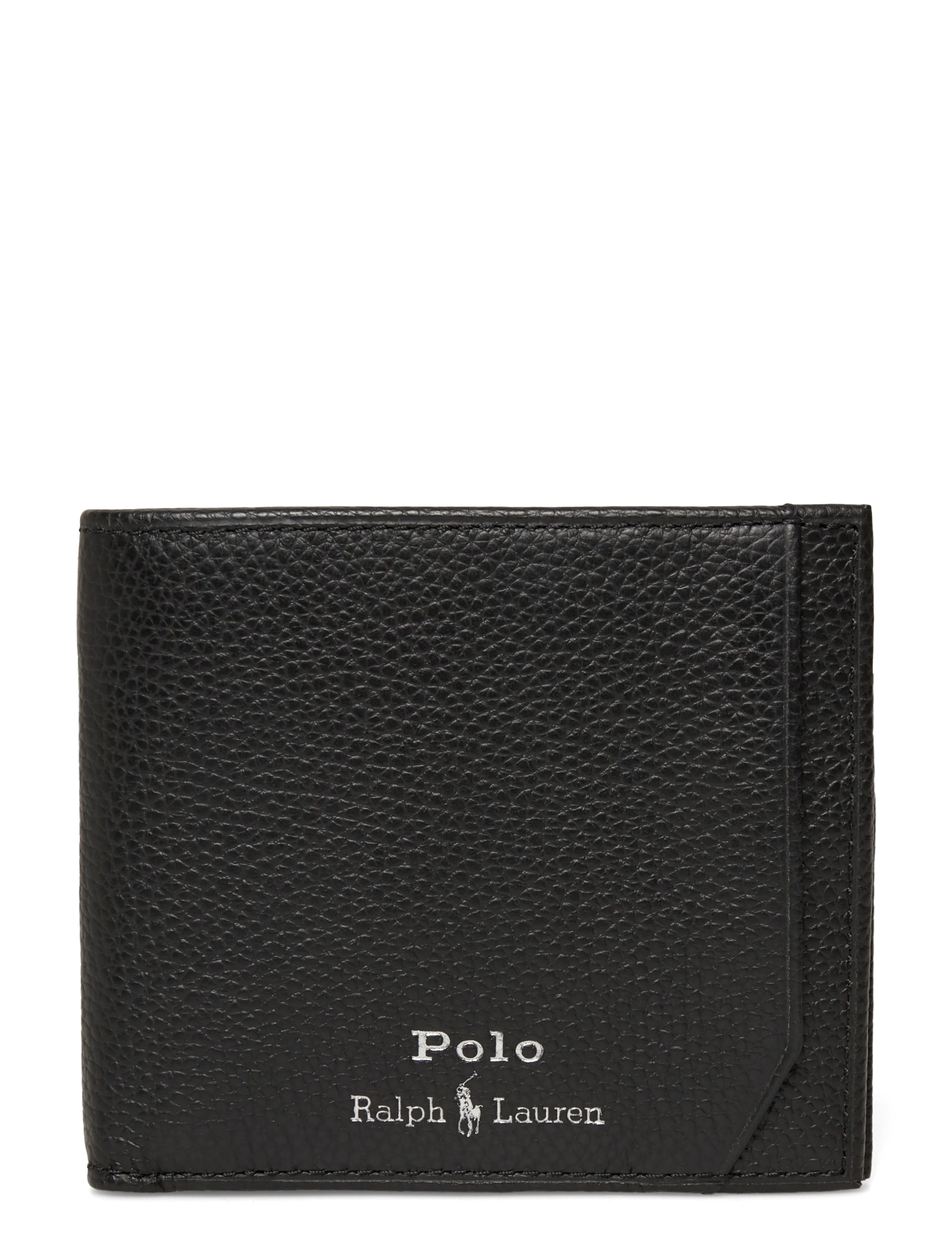 Polo Ralph Lauren Pebbled Leather Billfold Wallet - Punge & Kortholdere - BLACK / black