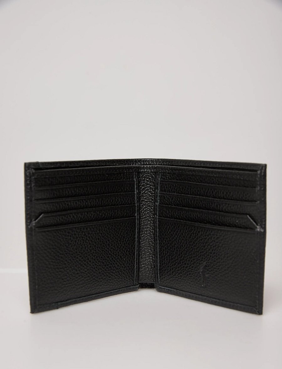 Polo Ralph Lauren - Pebbled Leather Billfold Wallet - piniginės - black - 5