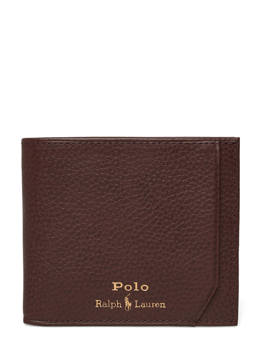 Polo Ralph Lauren - Pebbled Leather Billfold Wallet - portemonnaies - dark brown - 0