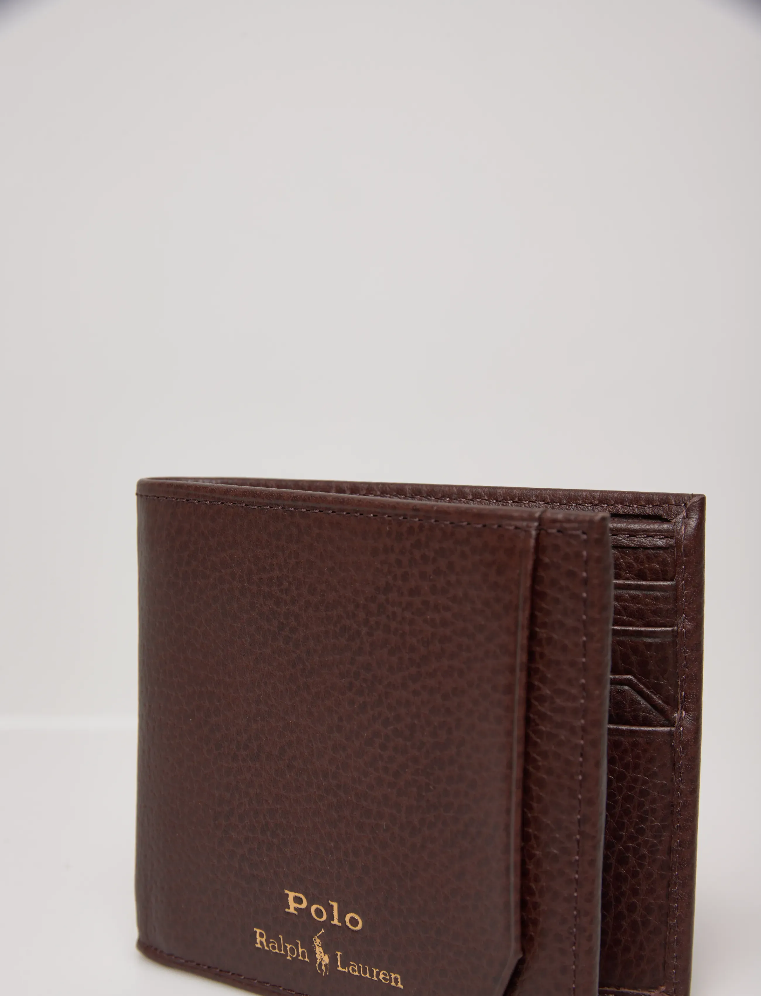 Polo Ralph Lauren - Pebbled Leather Billfold Wallet - punge - dark brown - 4