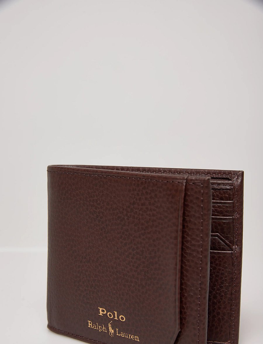 Polo Ralph Lauren - Pebbled Leather Billfold Wallet - portemonnaies - dark brown - 4