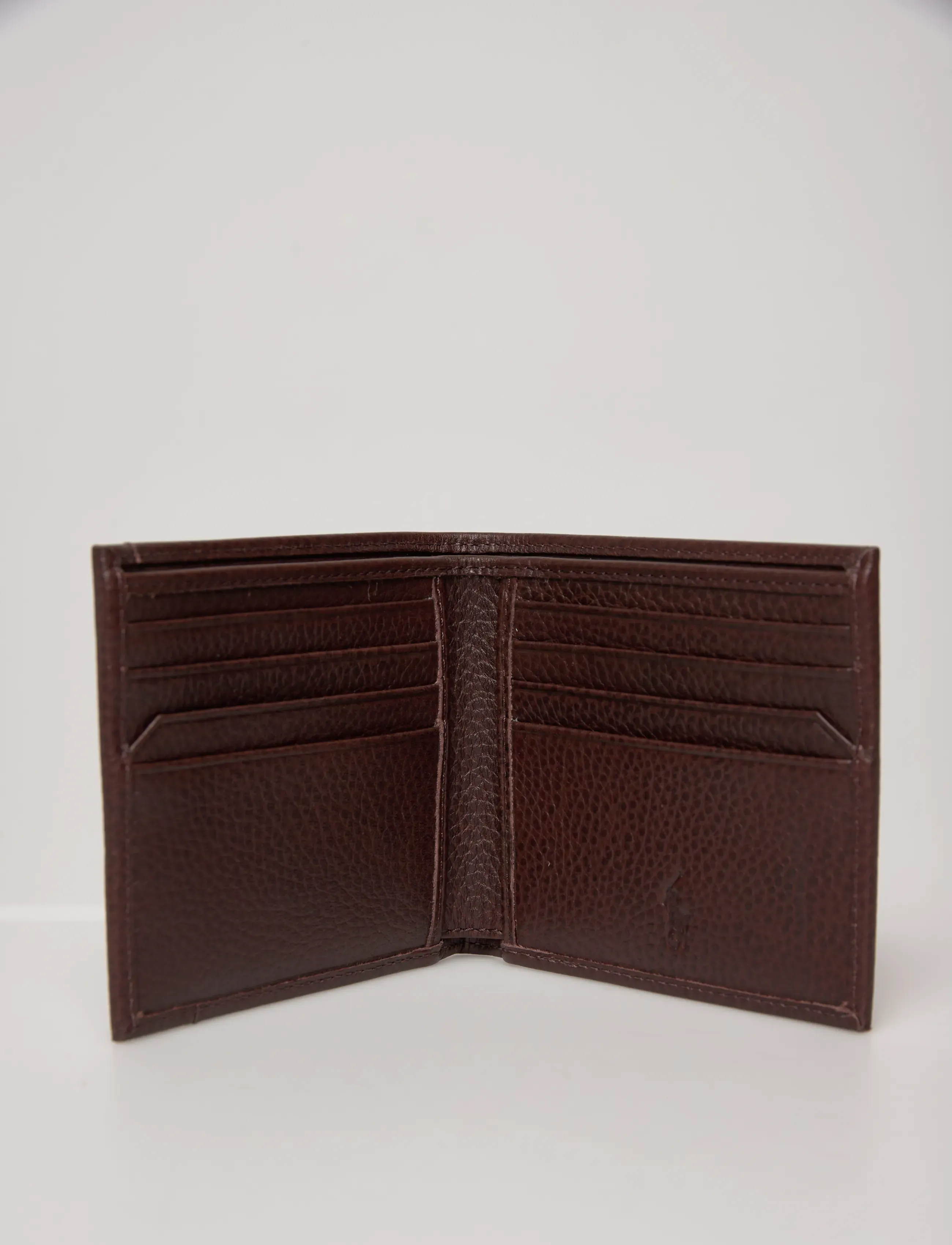 Polo Ralph Lauren - Pebbled Leather Billfold Wallet - punge - dark brown - 5